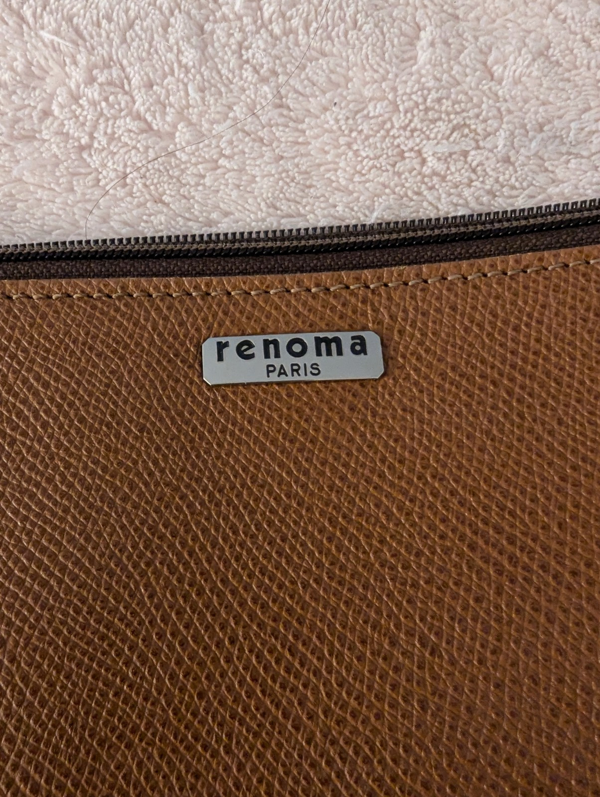 Renoma Paris Vtg Tan Leather Makeup Zipper Pouch Bag 11w 8t 3.5d