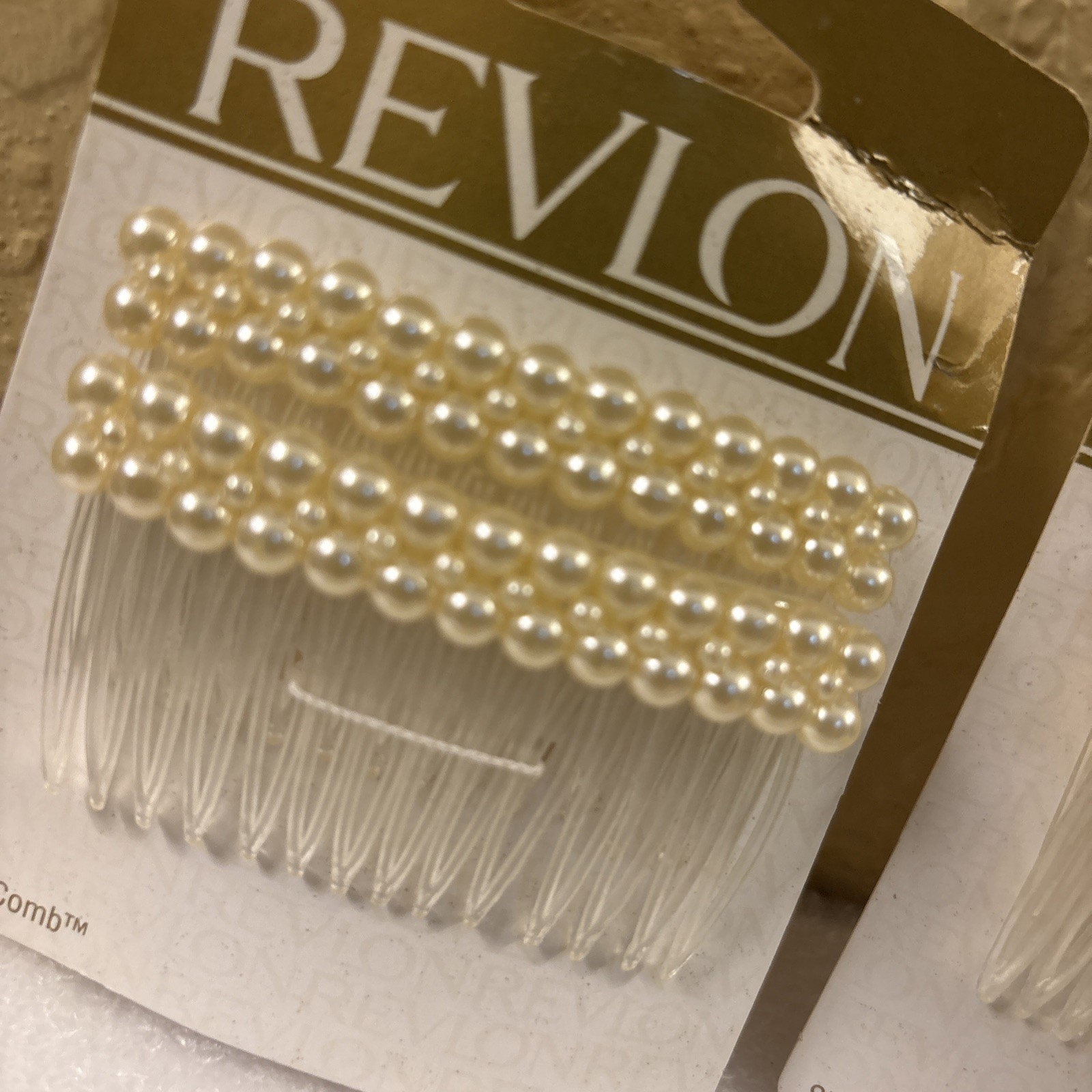 Vtg Slide Combs Faux Beads Revlon Bead, Set Of 2 Packs. 4 Combs New (o15