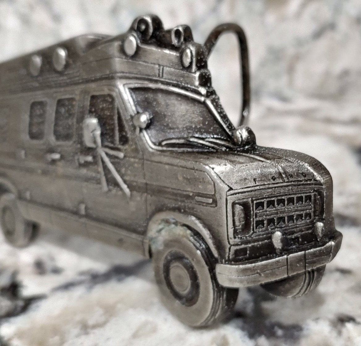 BREITENBACH’S PEWTER BELT BUCKLE – EMS AMBULANCE VAN – MONTELLO WISCONSIN 1979