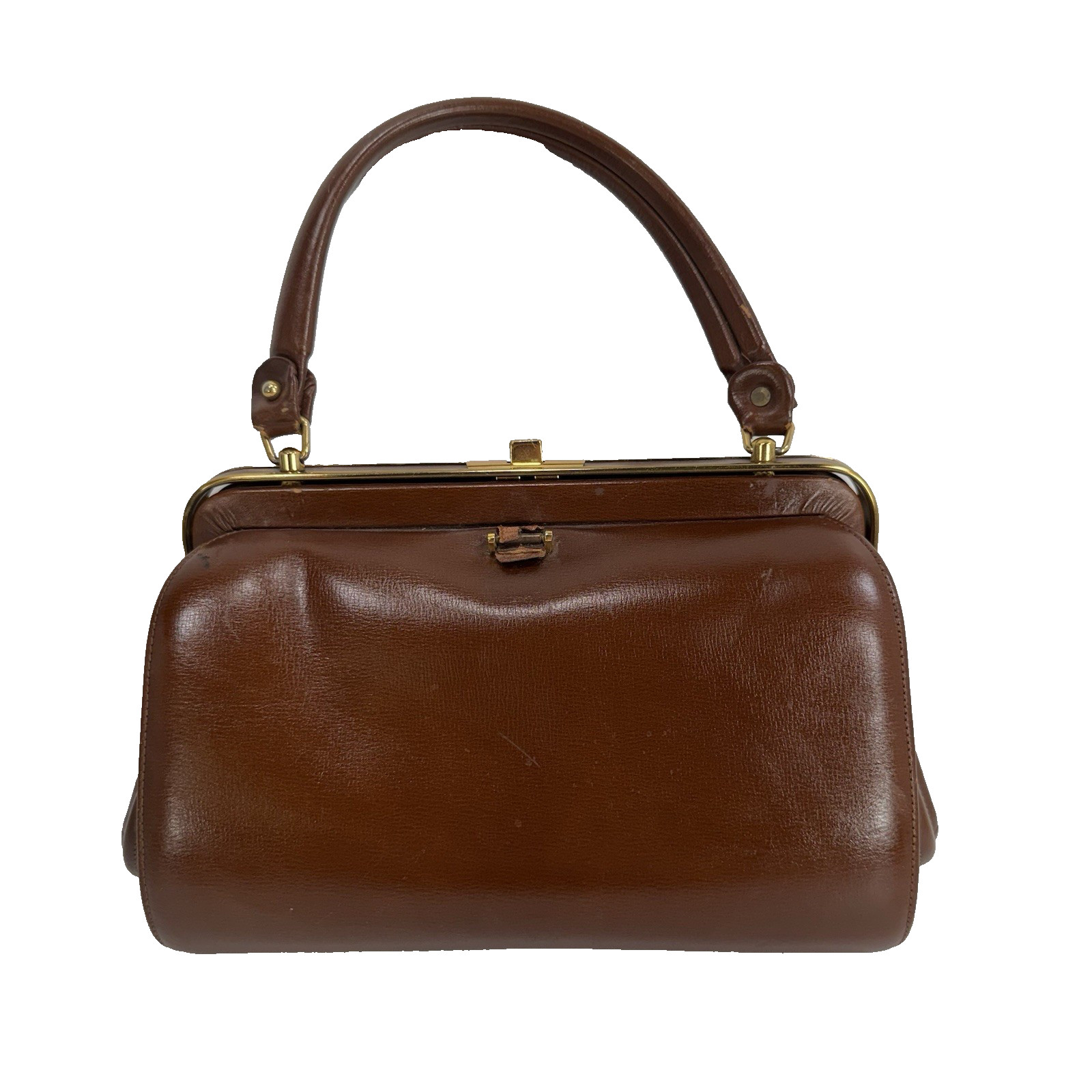 Vintage Bienen Davis Smooth Brown Leather Small Handbag Purse – See Details