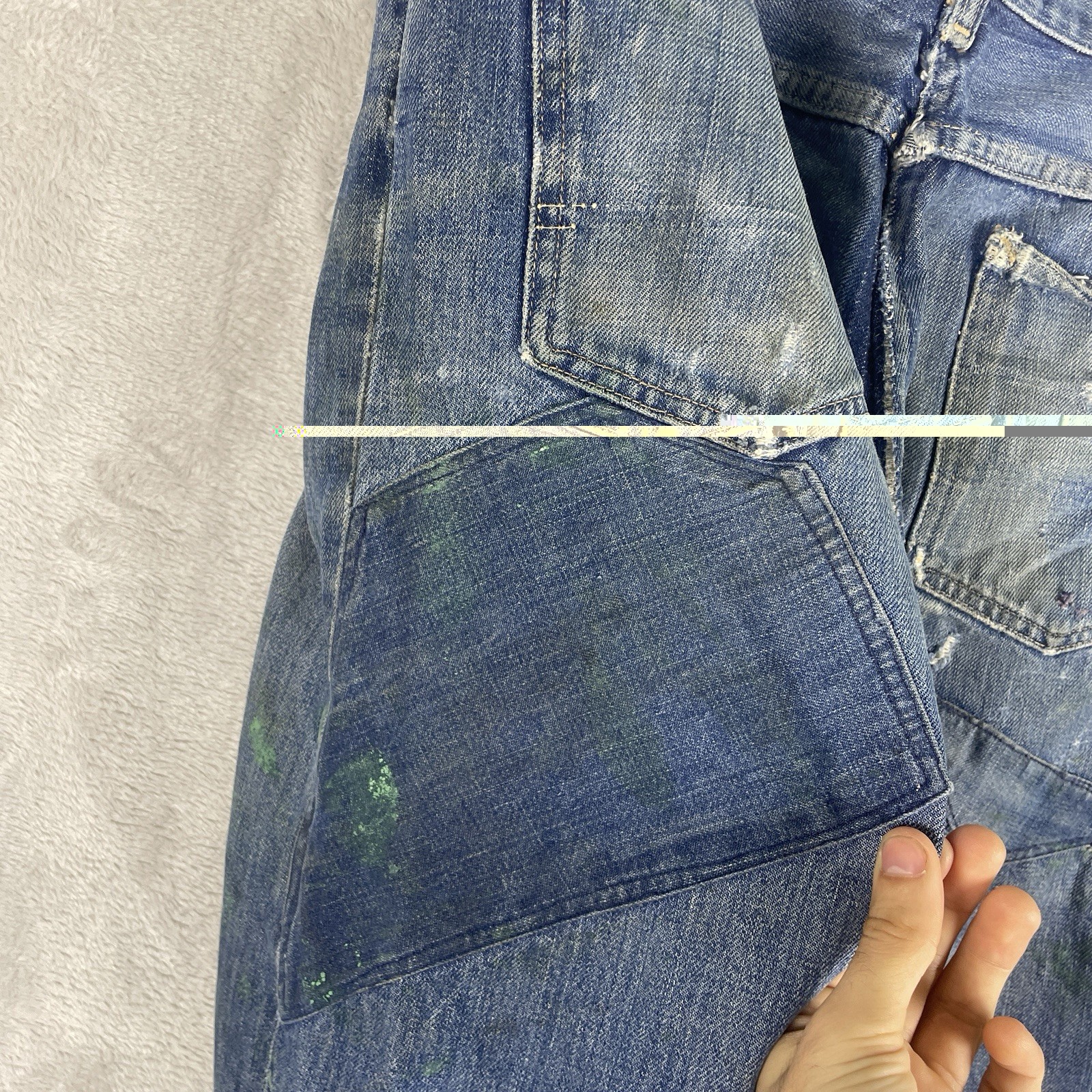 Vintage 50s Penneys Foremost Selvedge Denim Jeans Mens 32×28 Repaired 1950s Hole