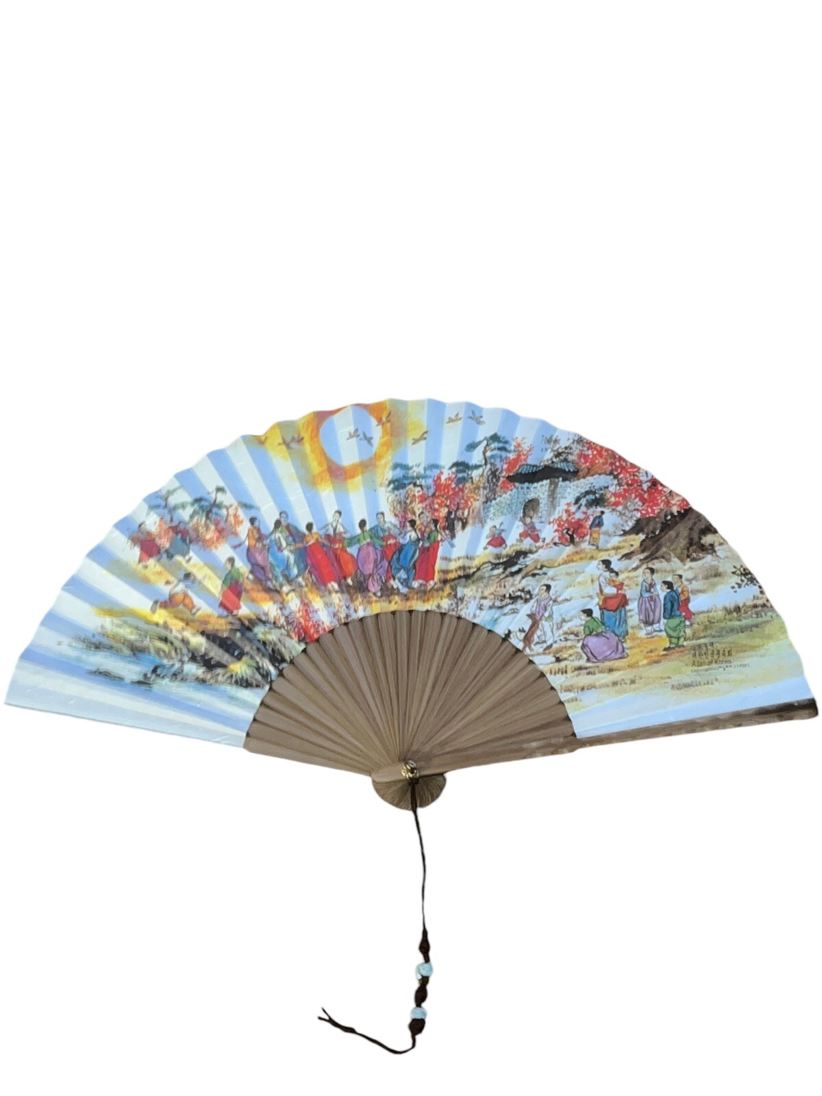 Korean Traditional Crafts Beautiful Folding Hand Fan Korean paper Folk Paint