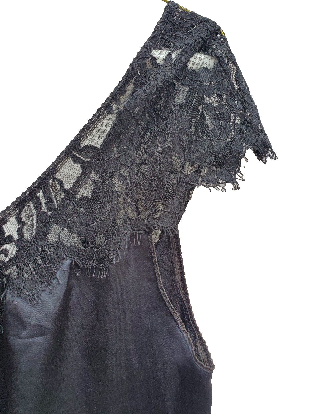 LUCIE ANN black vtg polyester small PETITE lace long nightgown romantic