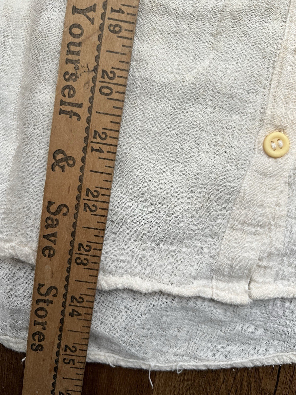 Vtg 60s Cotton Linen Pocket Distressed Shirt Hippie India Women’s S/M Hippie
