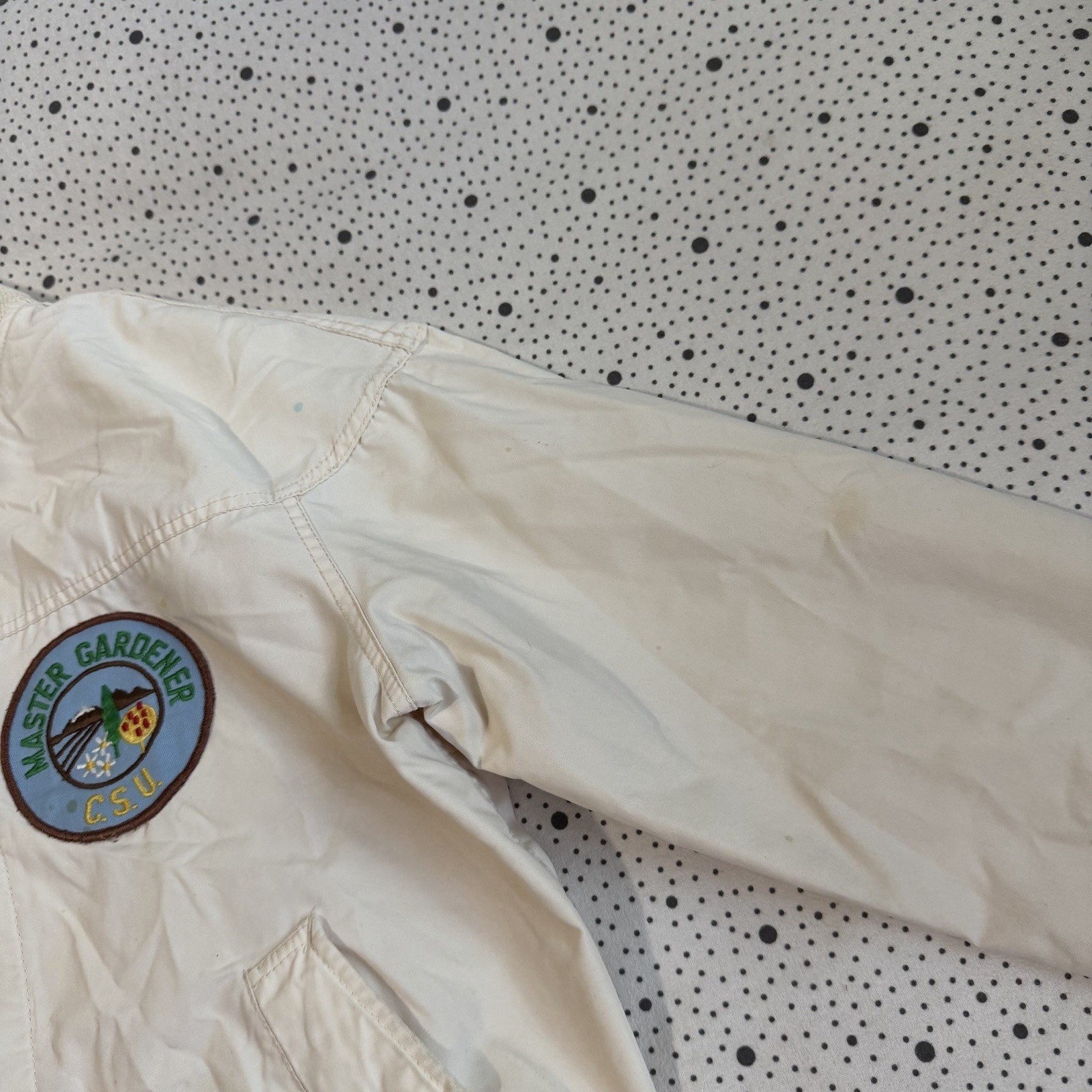 Vintage 1970s Ricco California Jacket Men’s M White Bomber CSU Master Gardener