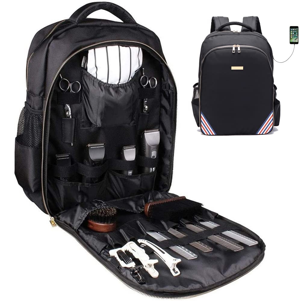 NIHANEH Barbers Bookbags for Clippers and 19 Inches, With Red White&blue Pu
