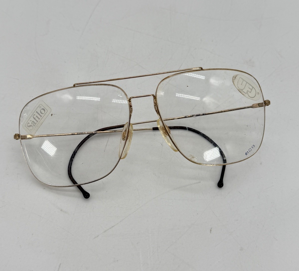 Vintage 1980s Safilo UFO Italy 3002-000 61-13-150 Glasses Gold Frames RARE