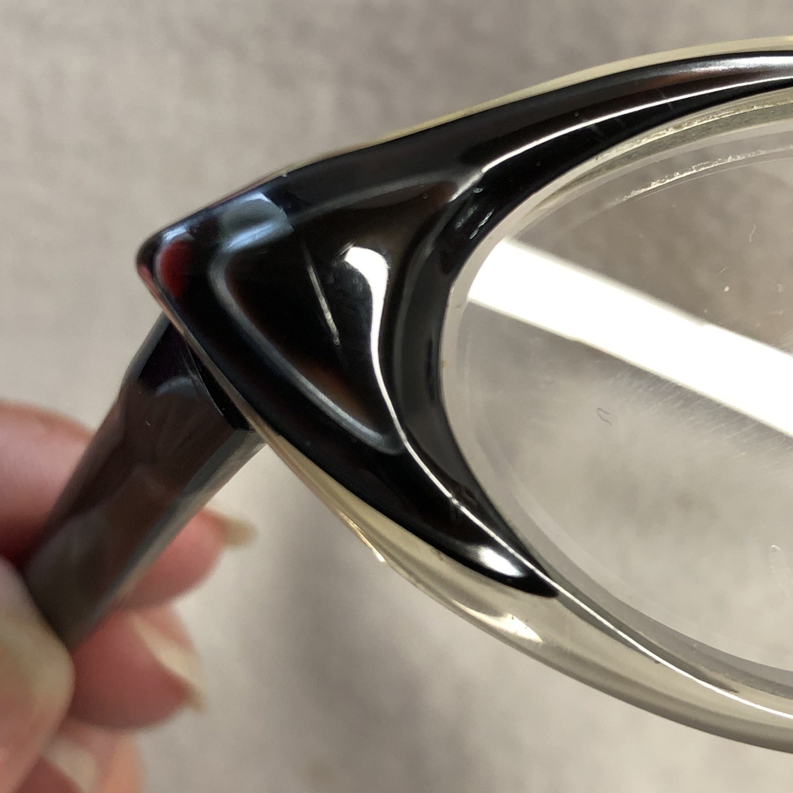 Vintage 1950s Art Craft Cat Eye Eyeglasses 5 1/4 Black Clear Glasses With Lenses