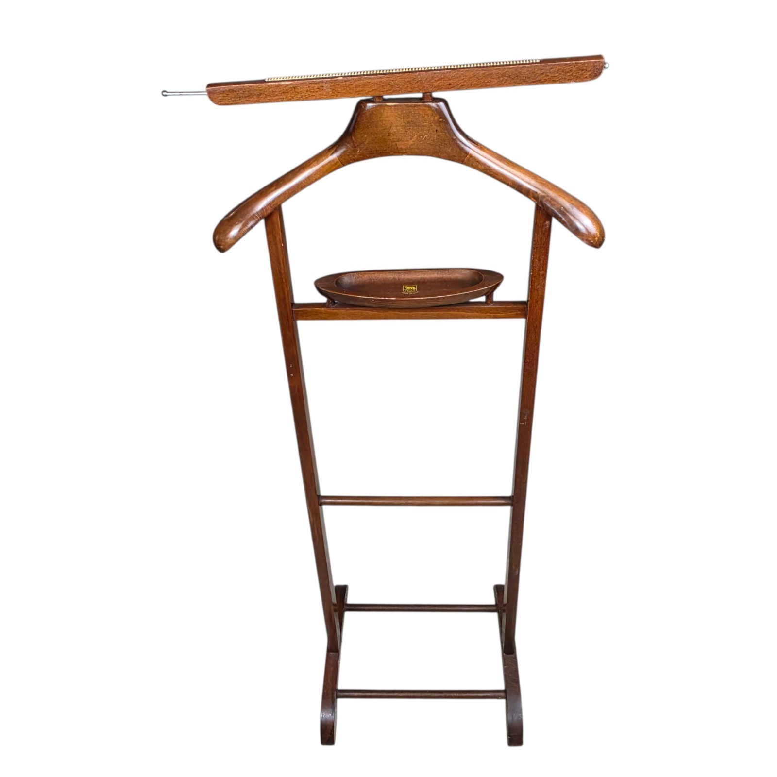 Vintage SPQR Made in Italy Wood Valet Butler Stand Cufflink Tray w/ Casters