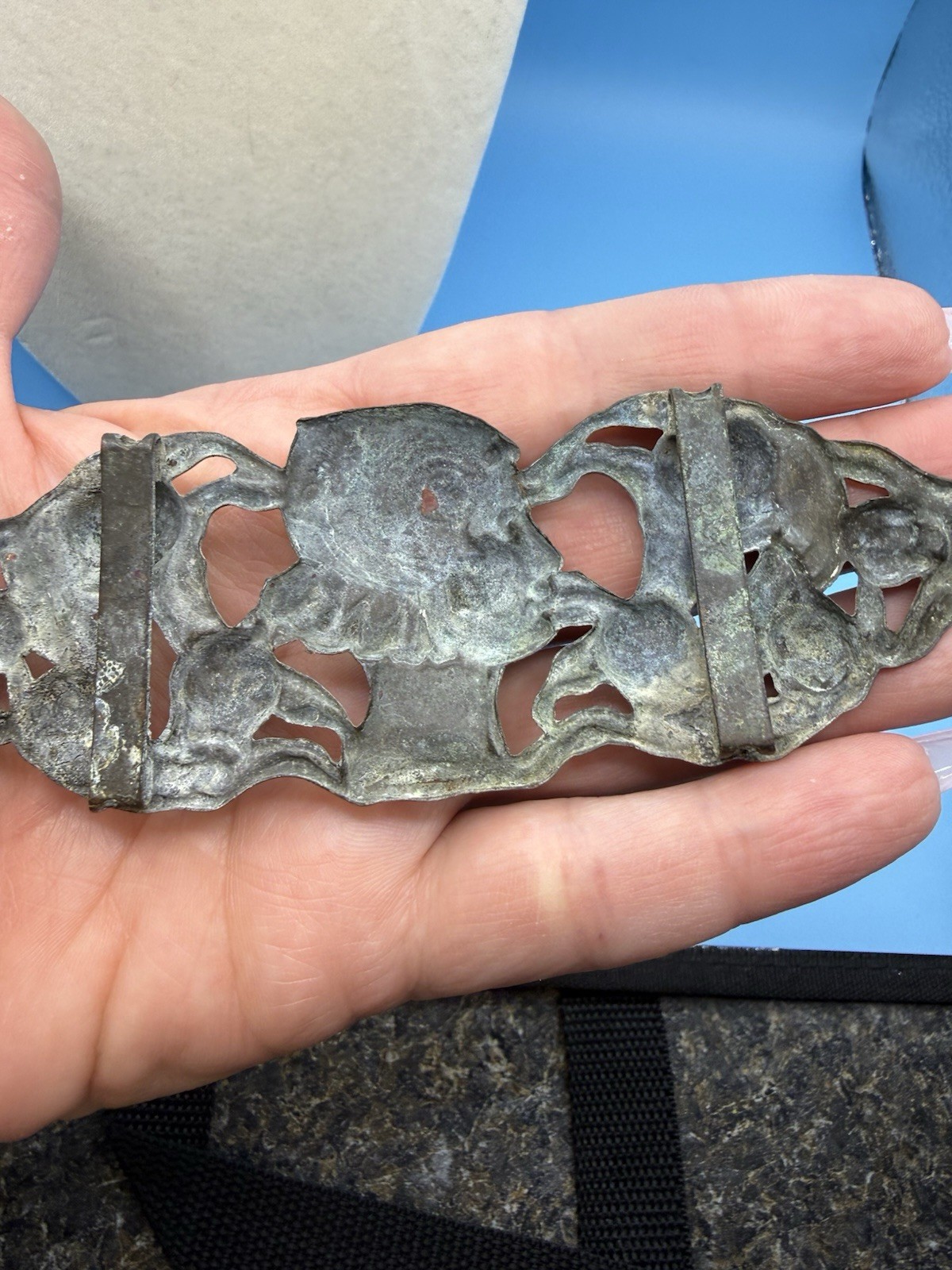 Vintage Art Nouveau Embossed Belt Buckle