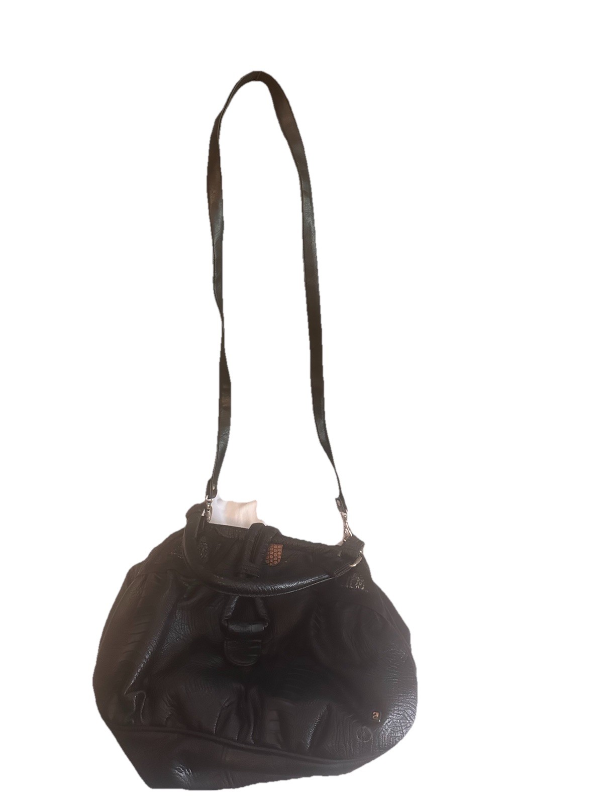 Vintage NAS Purse Black Crossbody Or Handle Faux Leather Made In Korea