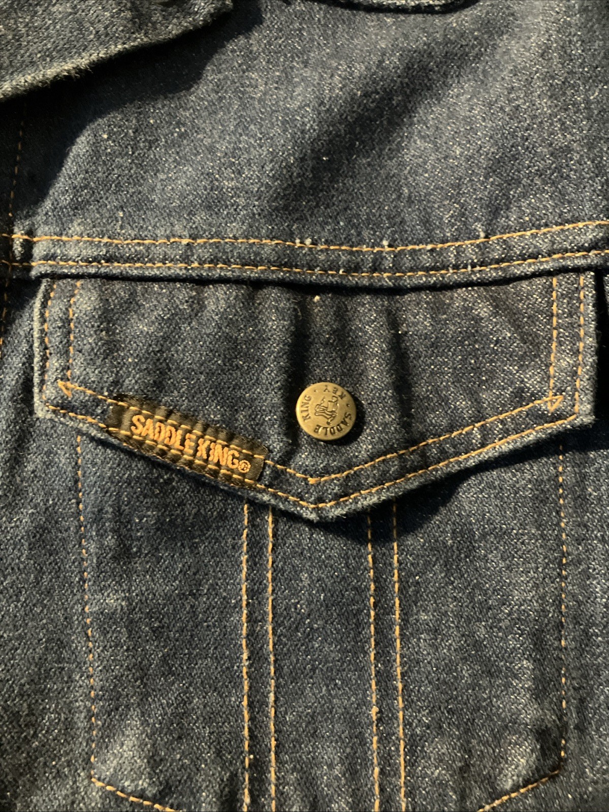 VTG Saddle King Western Denim Trucker Jacket Adult 38 Regular Made In USA