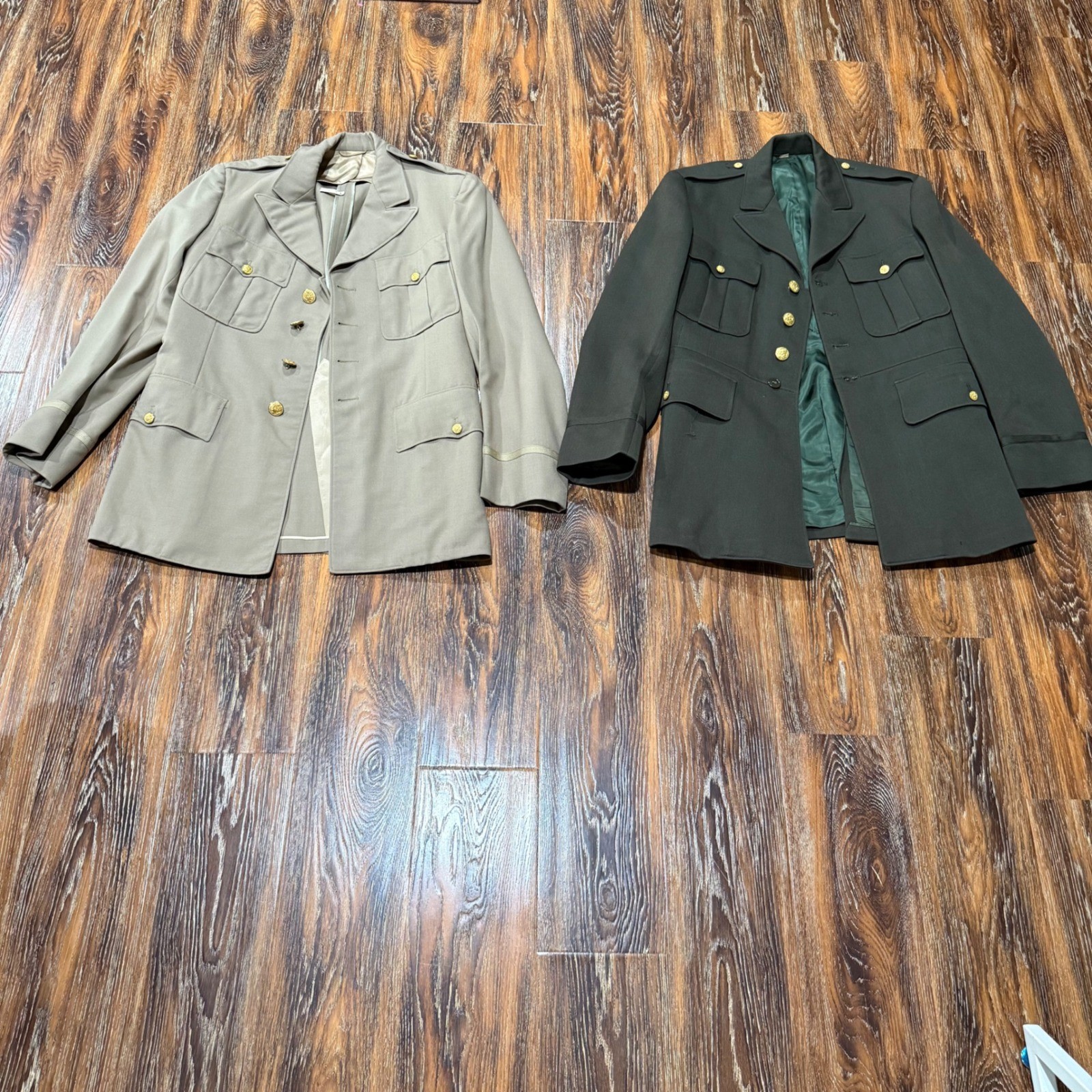Vintage US Army Officer Uniform Dress Jackets Olive Green & Khaki Tan Mens L