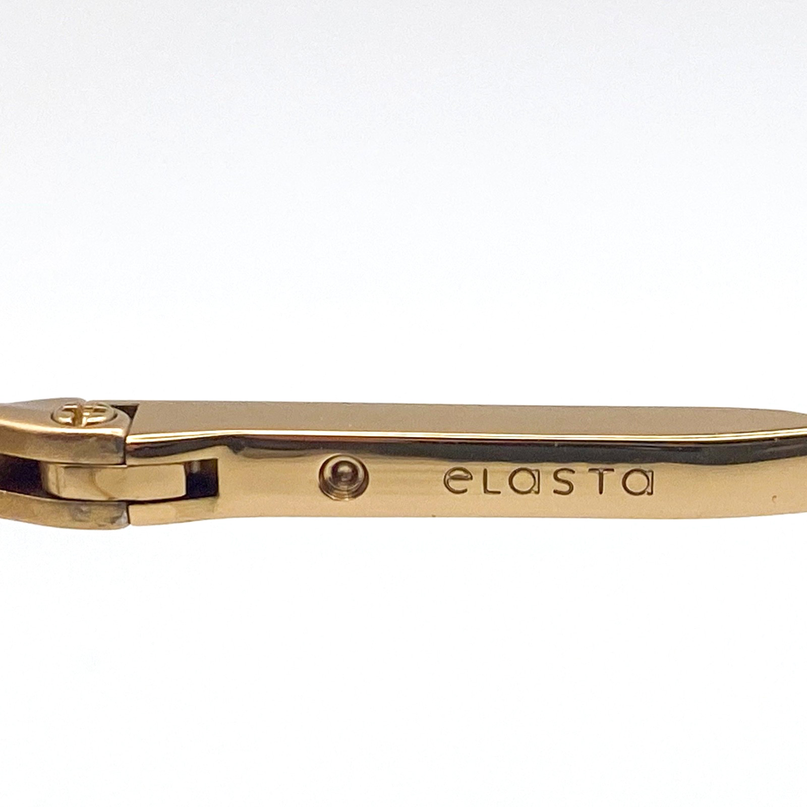 NOS 1990s Safilo Elasta Vintage Gold Stainless Steel Eyeglasses Oval Frames