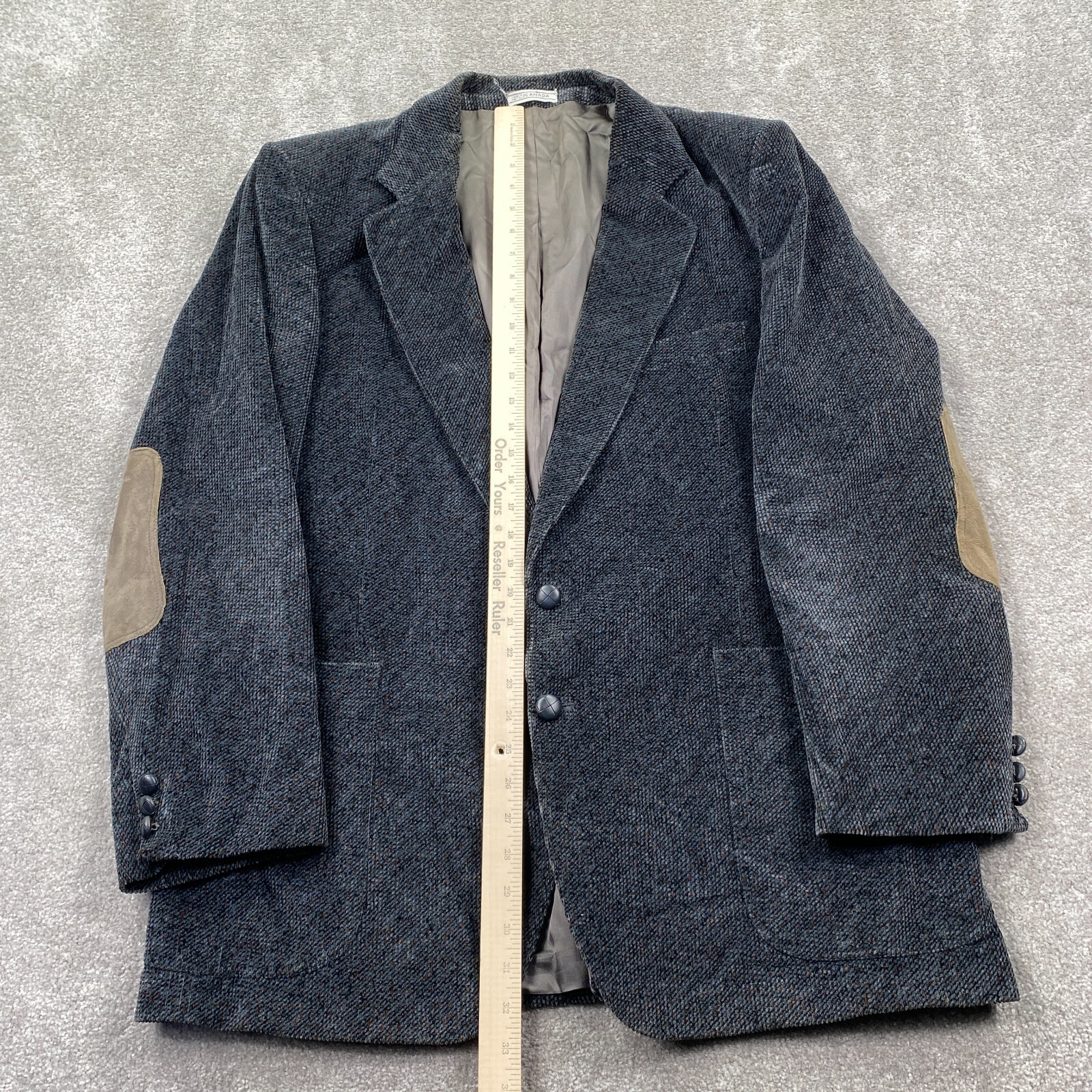 Vintage Accento Tweed Single Breasted Blazer Jacket Elbow Patches Men’s Size 44