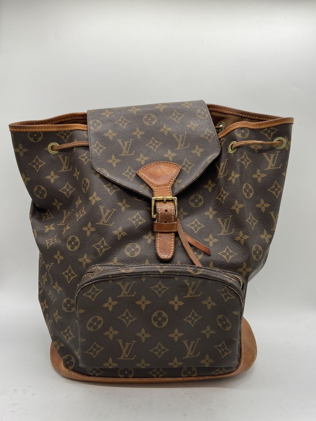 Vintage 90s Louis Vuitton Brown Monogram Montsouris GM Backpack Bag COA