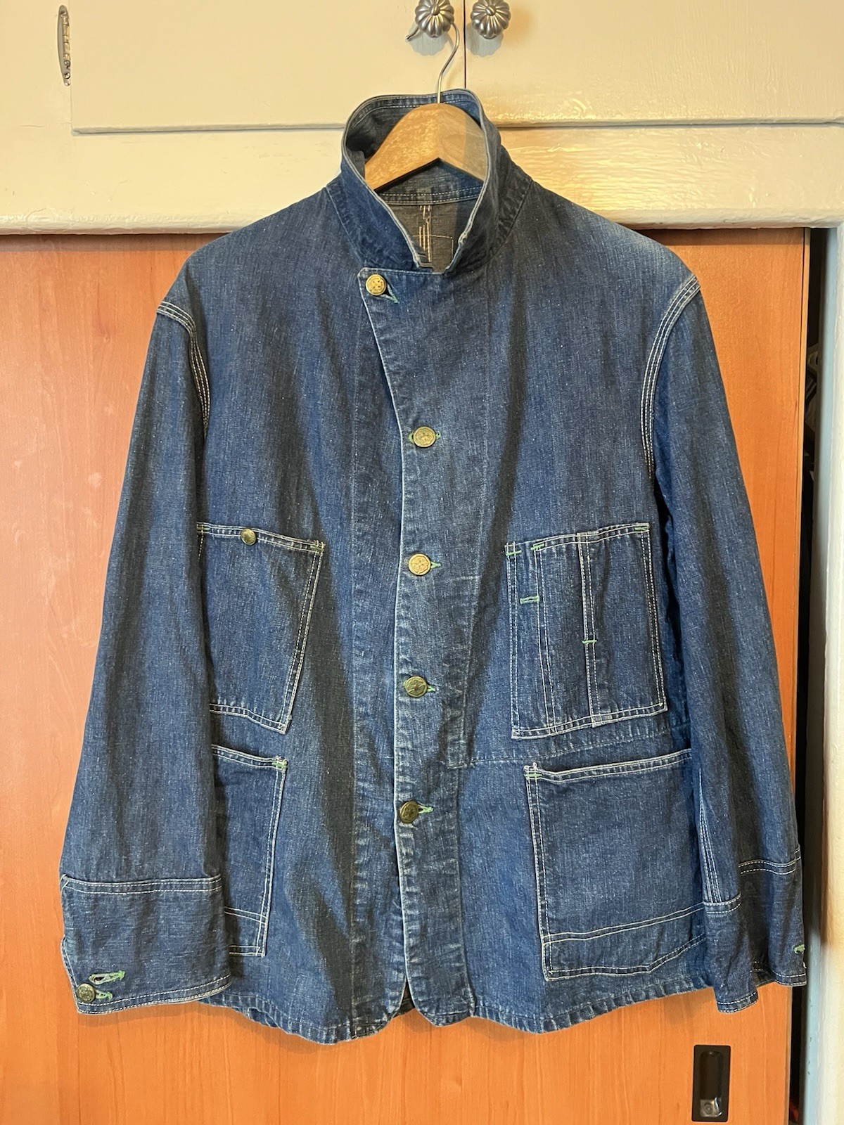 Oshkosh B’Gosh Men’s 1950’s Vintage Denim Chore Coat Jacket XL 24×28 UNREAL