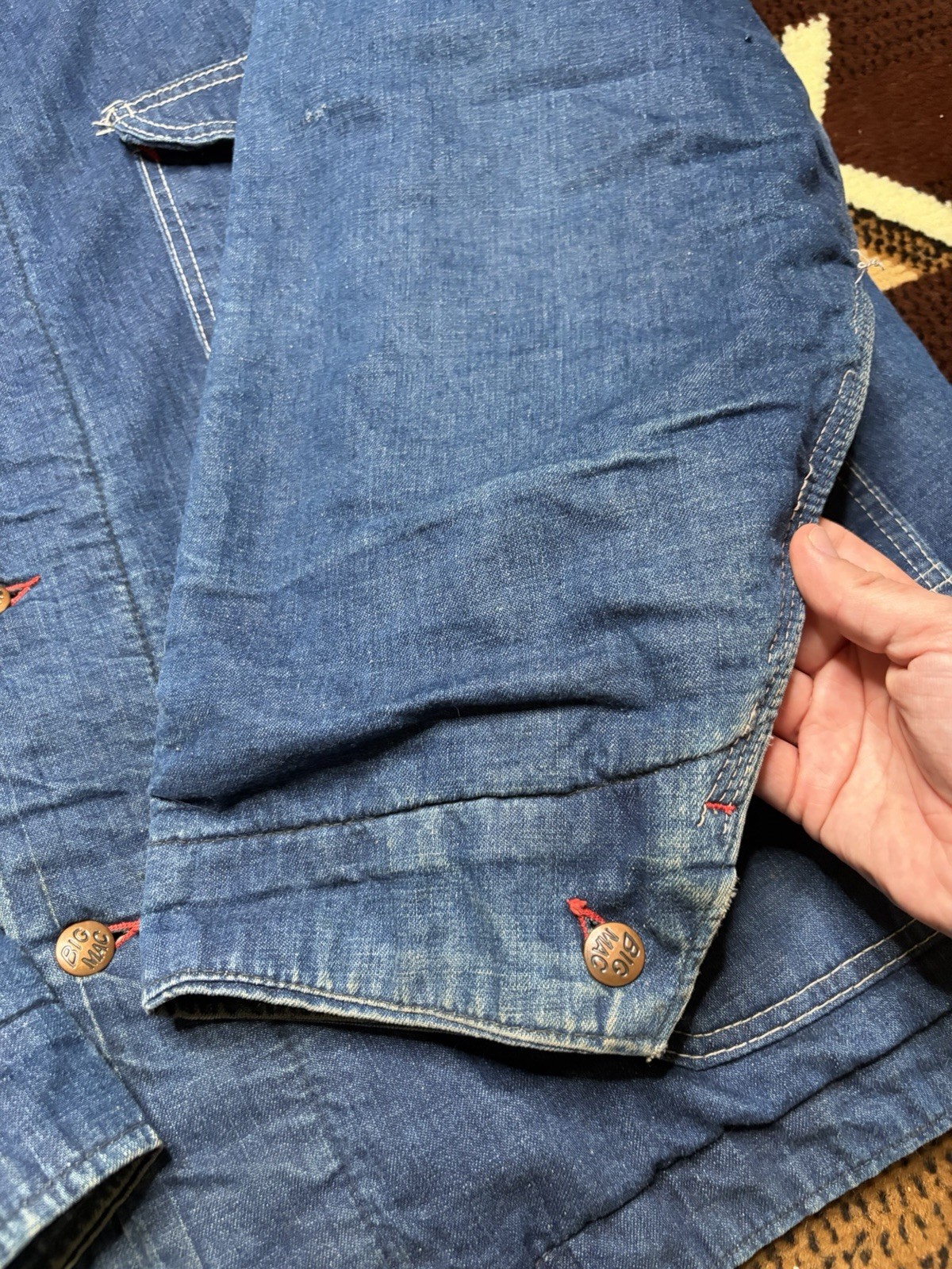 Vintage 60s Big Mac Sanforized Penneys Lined Denim Chore Coat Jacket Size XXL