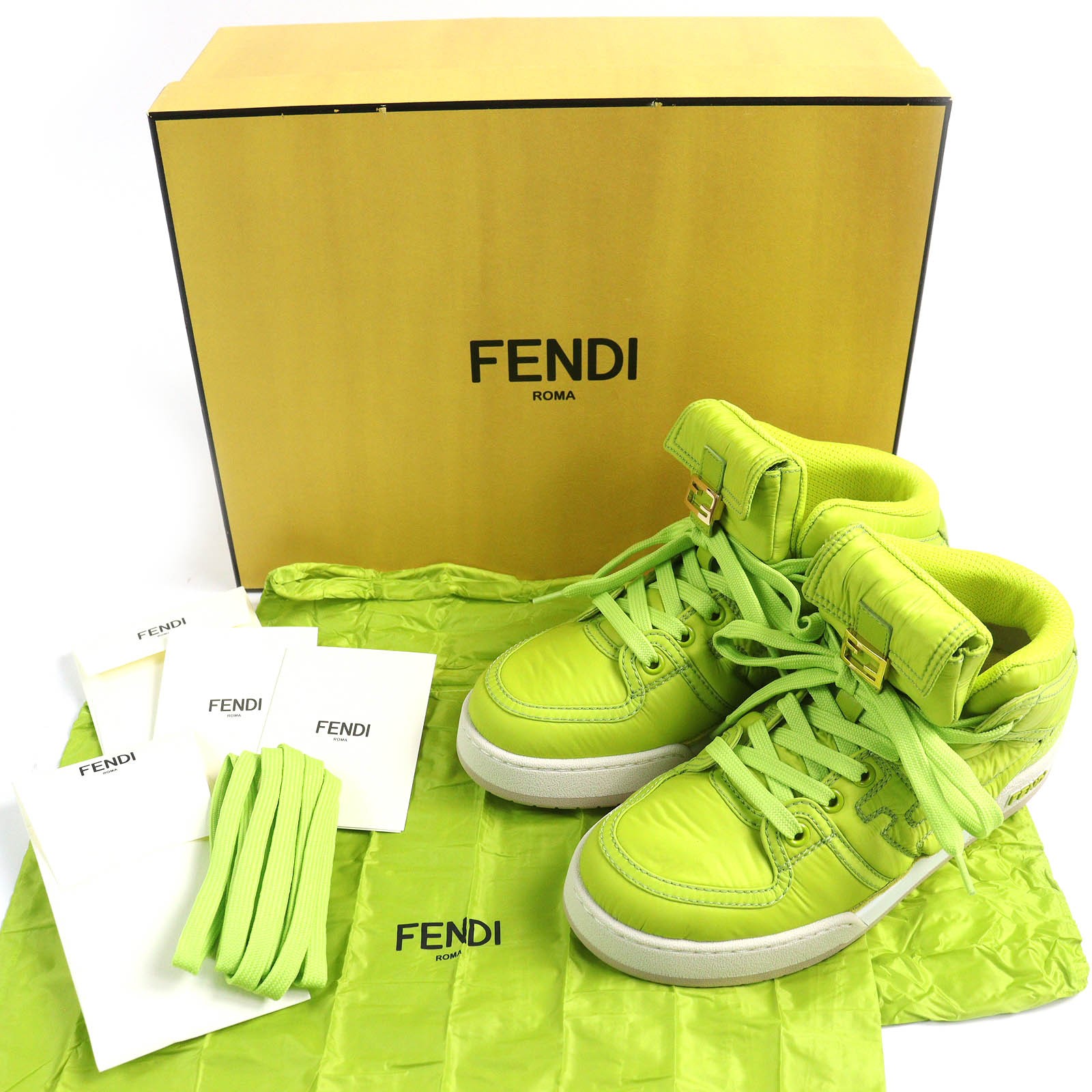 Fendi Baguette pocket Nylon Leather High Cut Sneakers – DUTY FREE