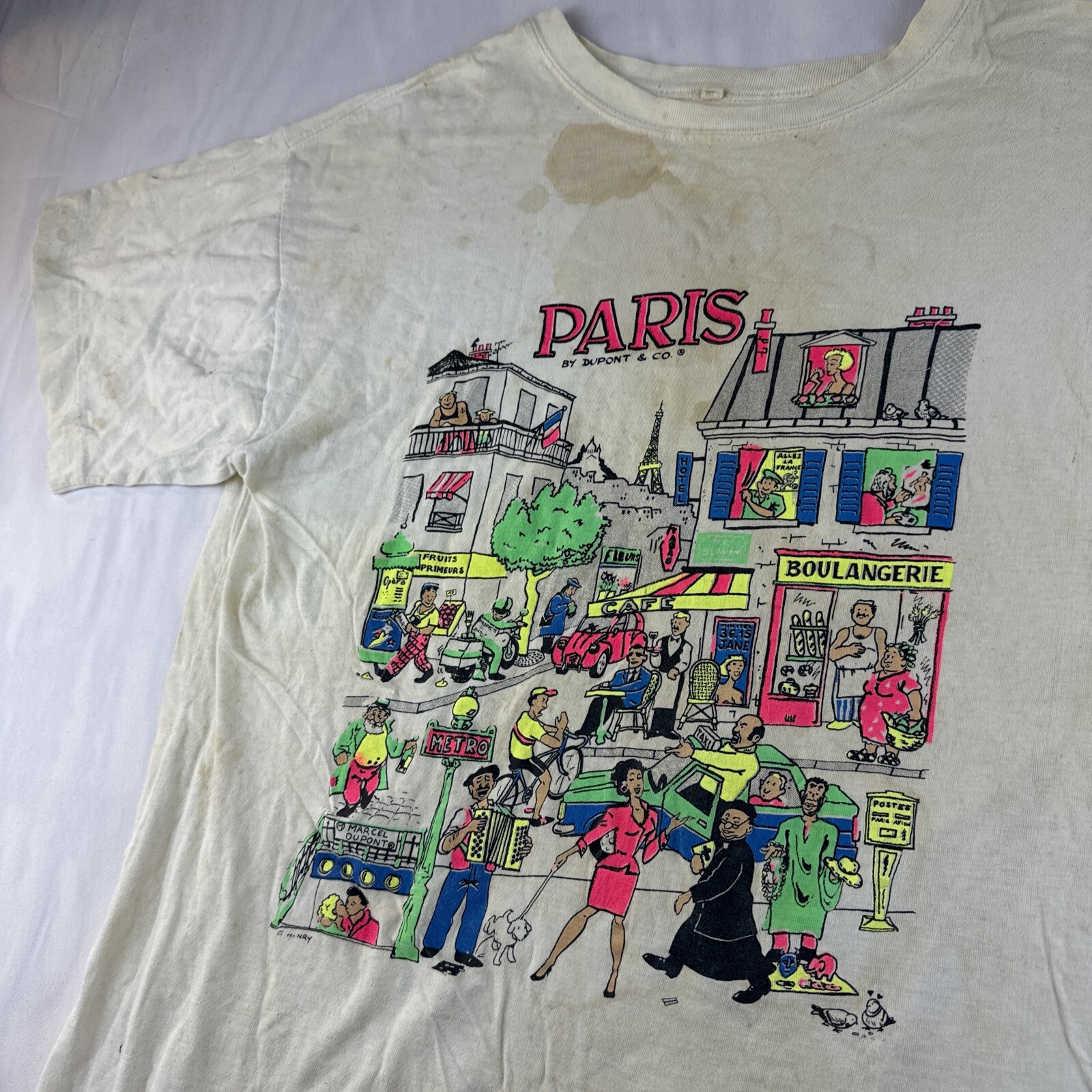 VTG Paris T Shirt Size Medium Single Stitch G. Henry By DuPont & Co