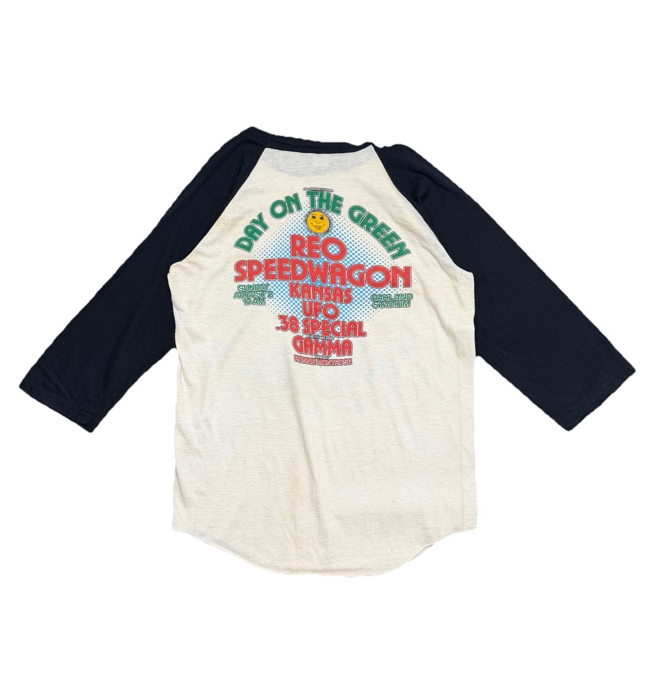 Vintage 1978 Day On The Green Rockin The Bay Raglan Shirt REO Kansas UFO L