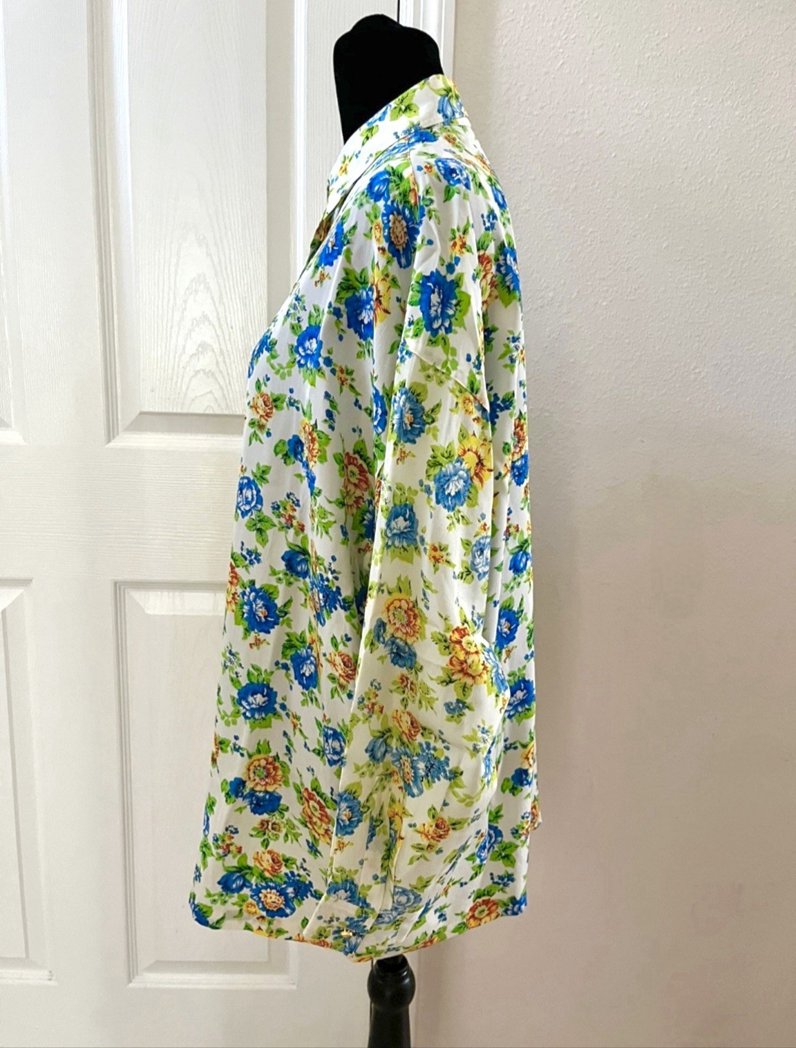 Vintage GIANNI VERSACE Floral Oversized Silk Blouse, Made In Italy, Signed