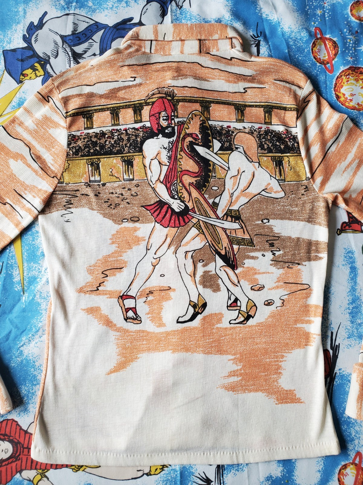 70s Kings Road All Over Print Roman Gladiator Longsleeve 50/50 Cotton/ Polyester