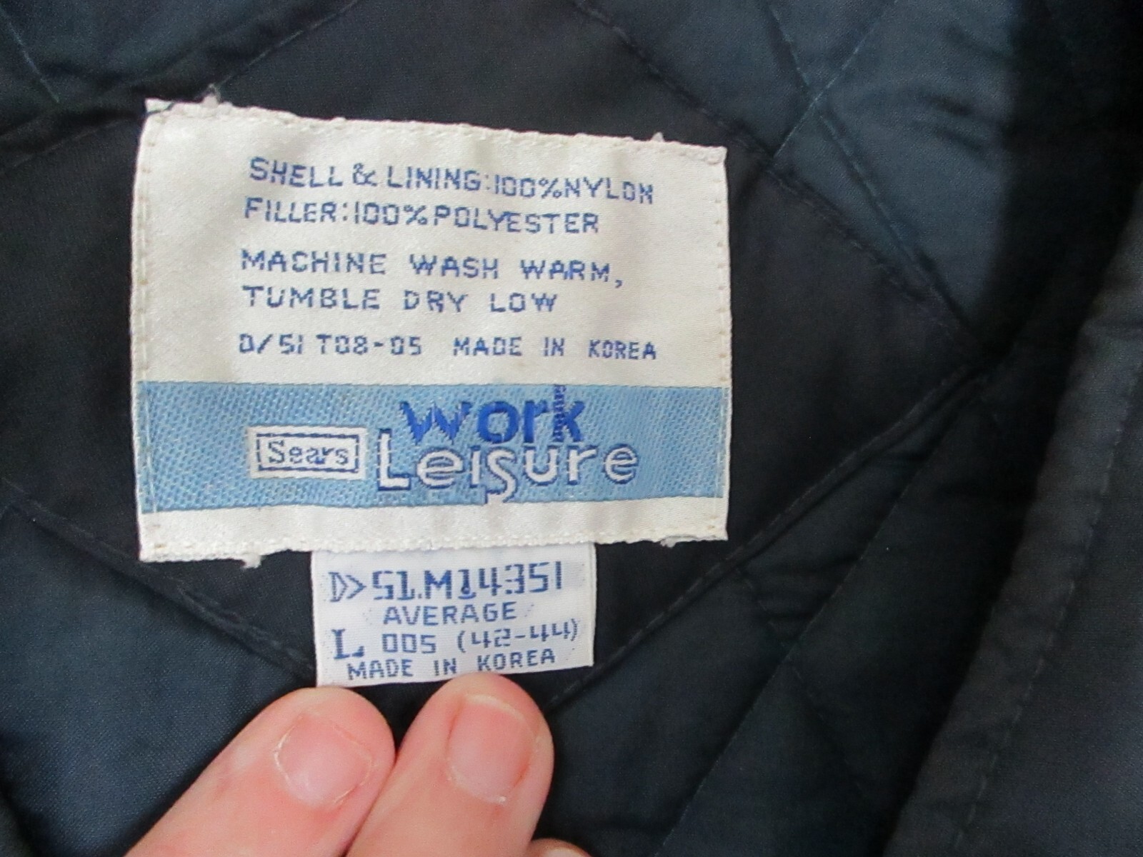 Vintage Blue Quilted Vest Sears Work Leisure Zipper front Pocket Polyeste/nylon