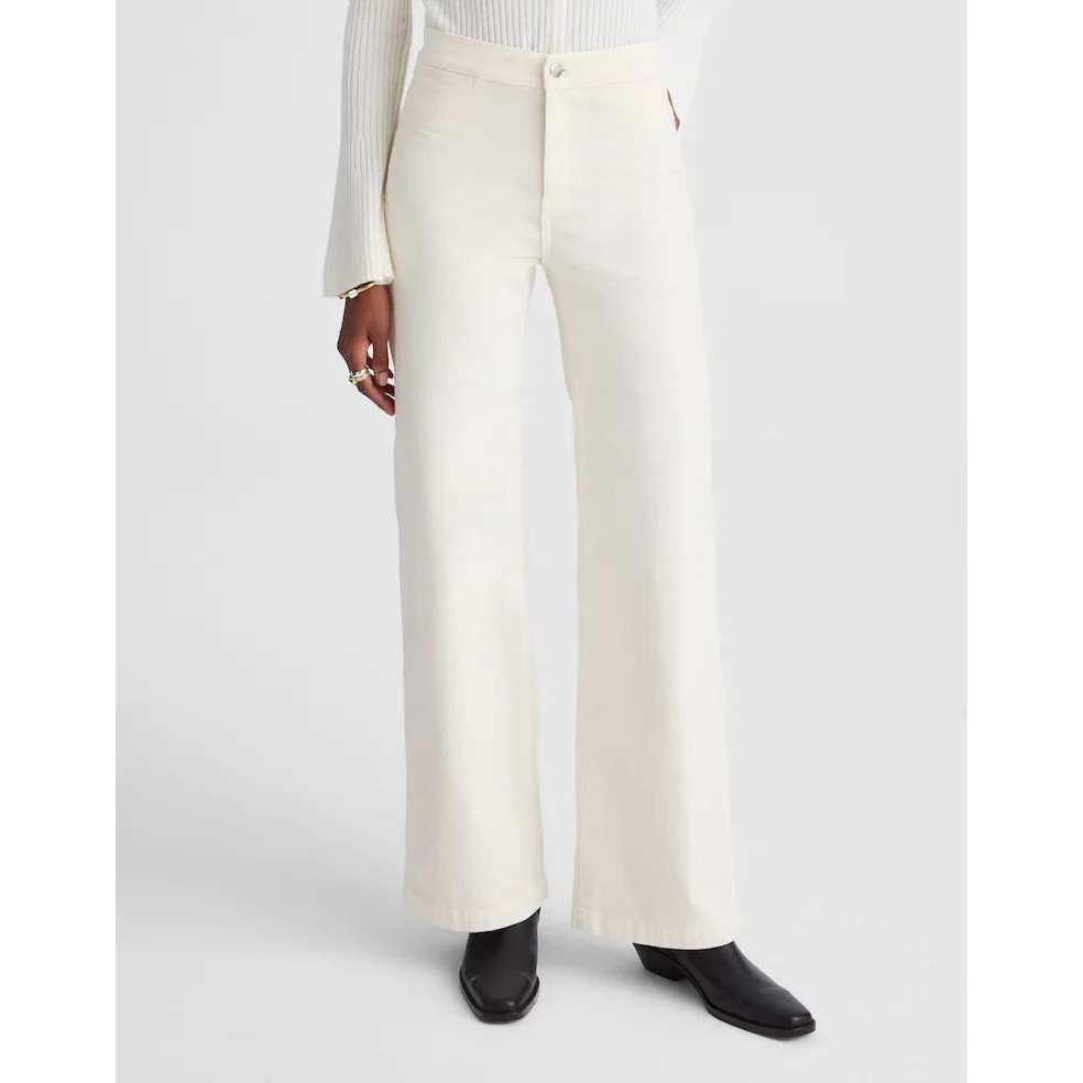 Madewell The Wide-Leg Pant in Corduroy Vintage Ivory Size 25 NWT