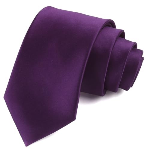 Landisun Tie Mens Ties for Men 3.15″ Solid for Formal Business and Dark Purple