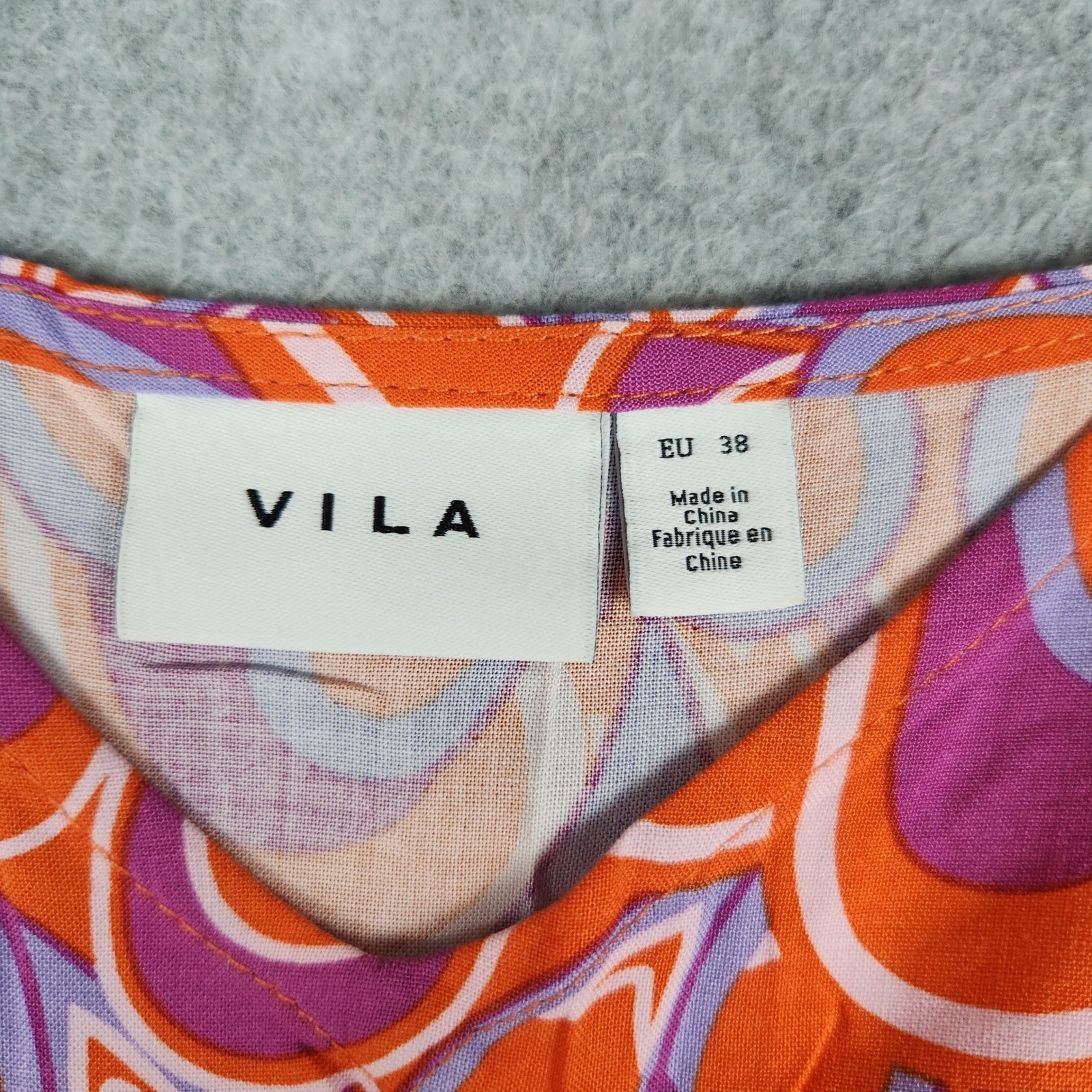 Vila Maxi Dress Womens US 6 Multicolor Retro Teardrop Print Viscose Tiered Boho
