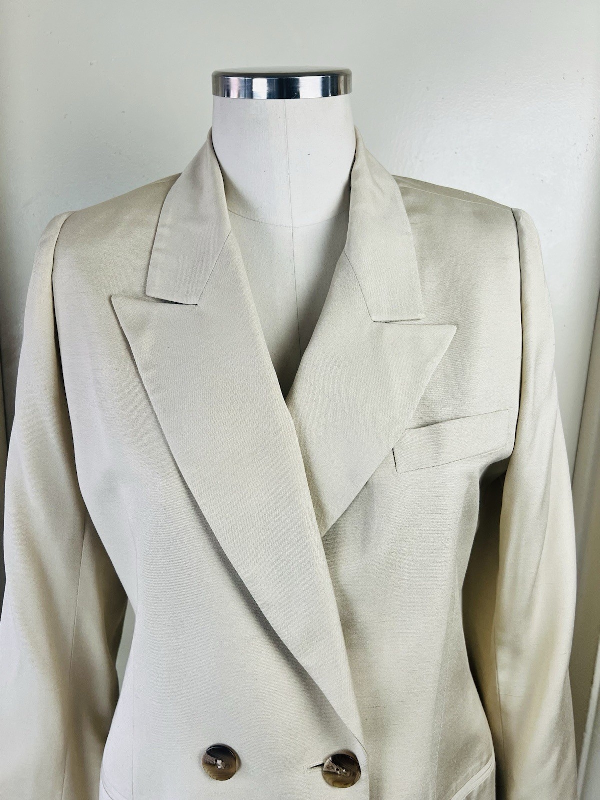 80’s Christian Dior Skirt Suit Women’s Sz:10 Cream/off White Prime Double Breast