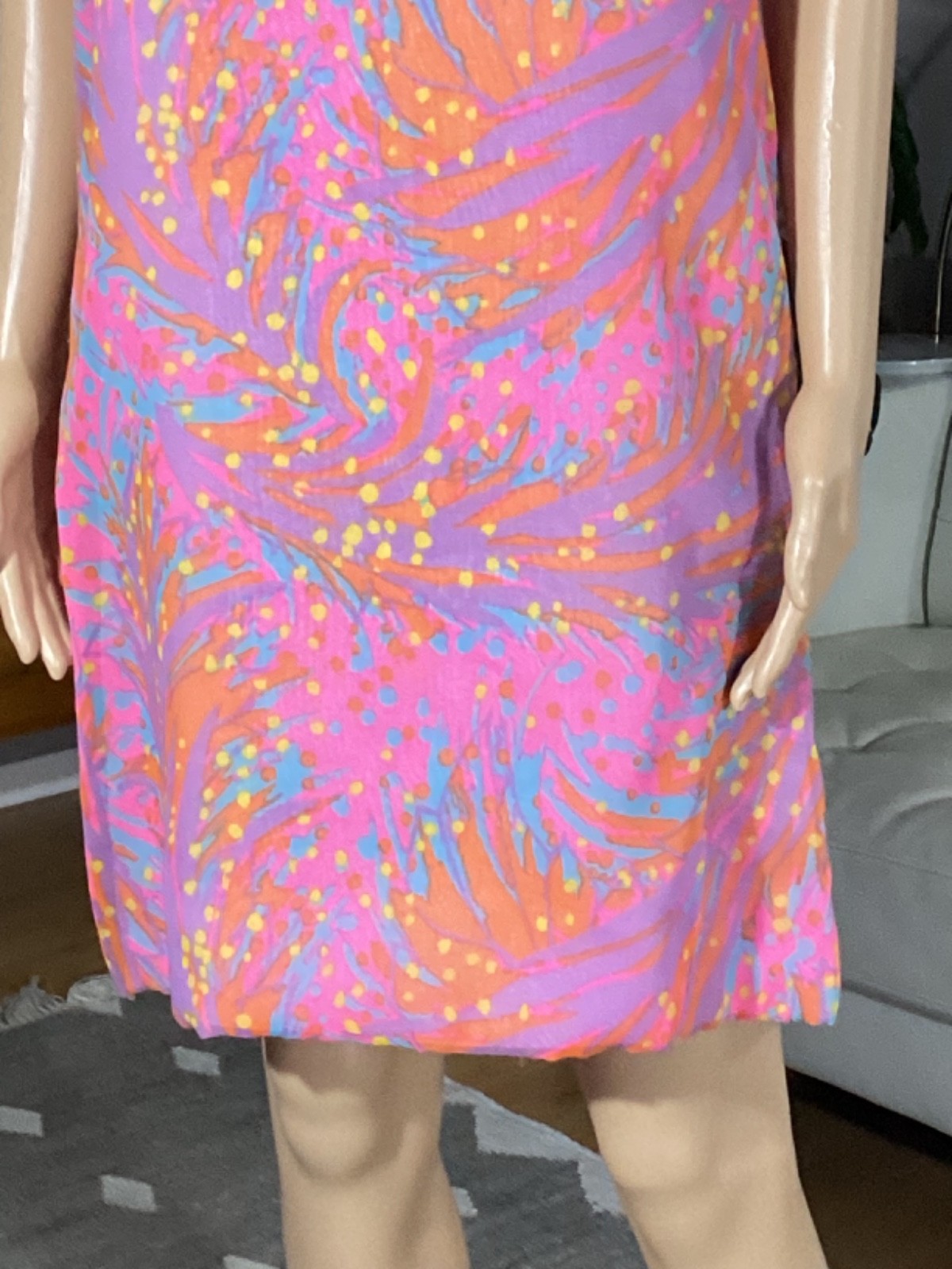 Vintage 1960s Bright Psychedelic Multi Color Shift Dress Bows Mod Women’s M