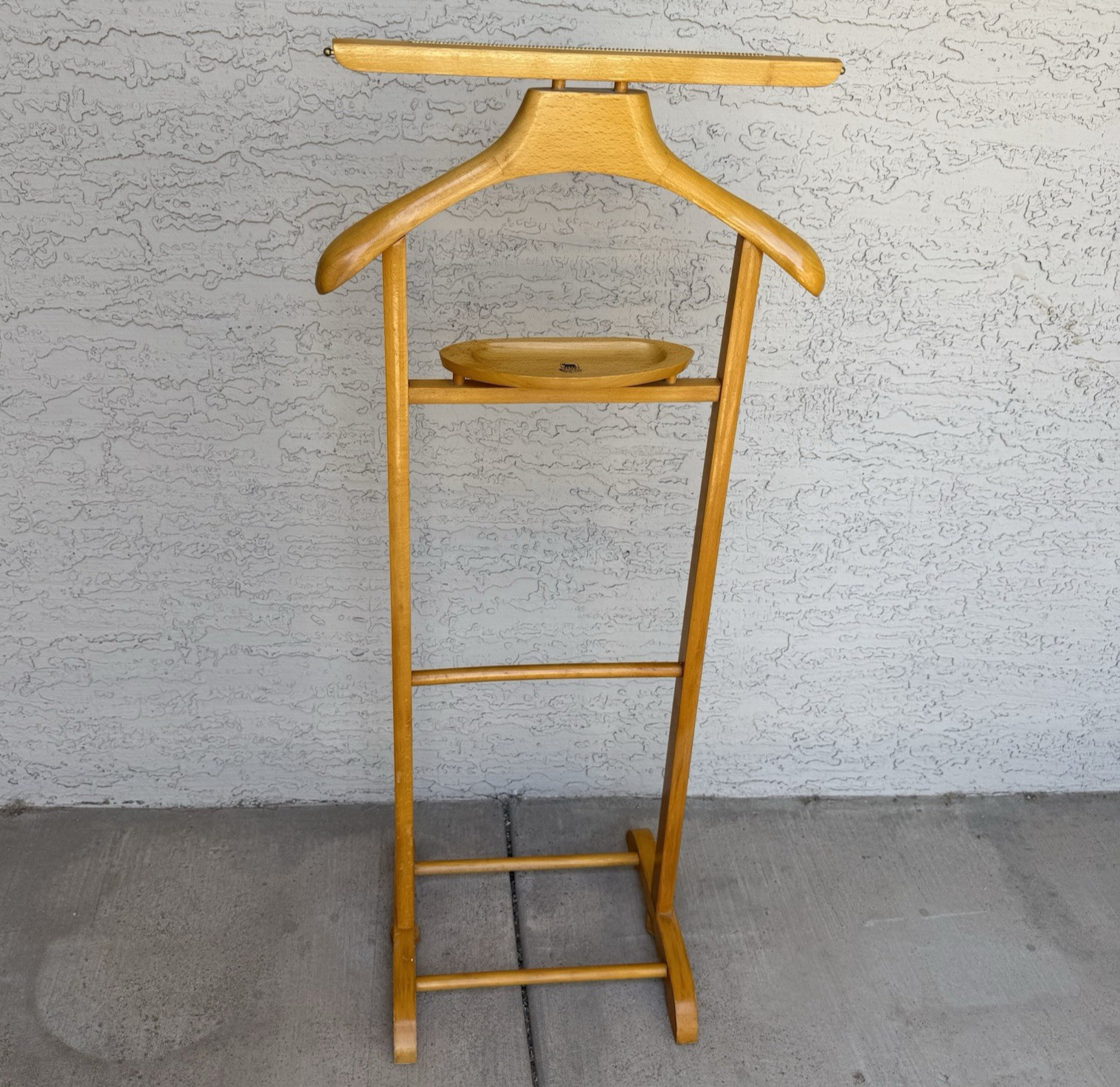 Vintage SPQR Butler Valet Made in Italy Wood Suit Stand Cufflink Tray