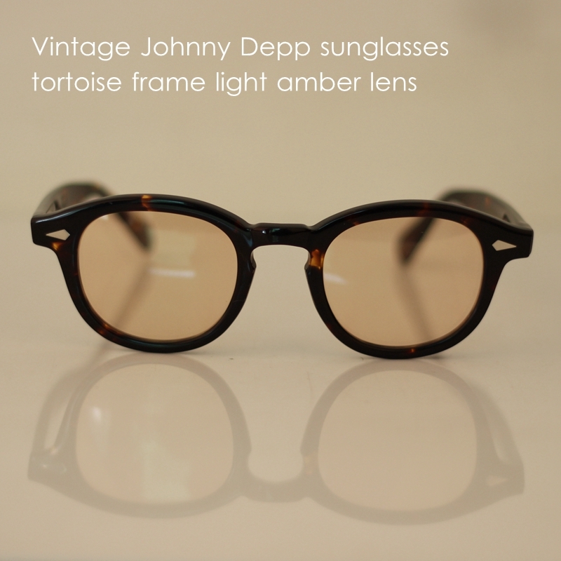 Vintage Johnny Depp sunglasses mens tortoise acetate glasses amber lens UV400