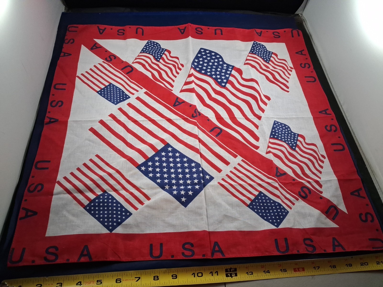 Vtg American Flag Patriotic Cotton Blend USA Bandana Handkerchief Biker *22FB