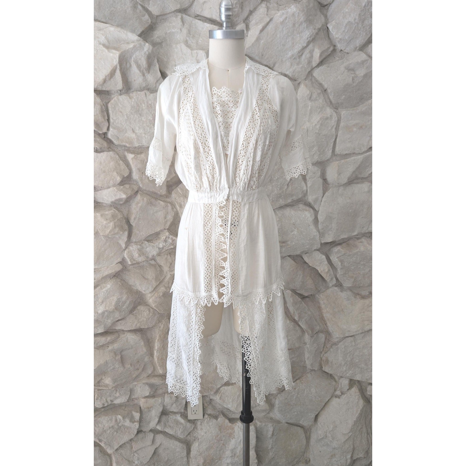 1900s Antique White Edwardian Victorian Dress – Boho Wedding Costume Petticoat