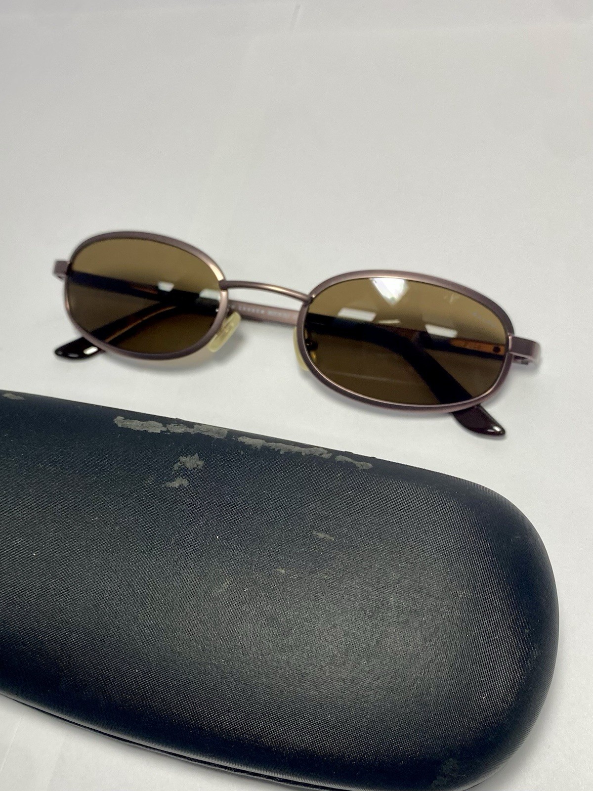 Vintage RALPH LAUREN Sunglasses Oval Metal Brown 948/S 9CX 49-21 90s Y2K Case