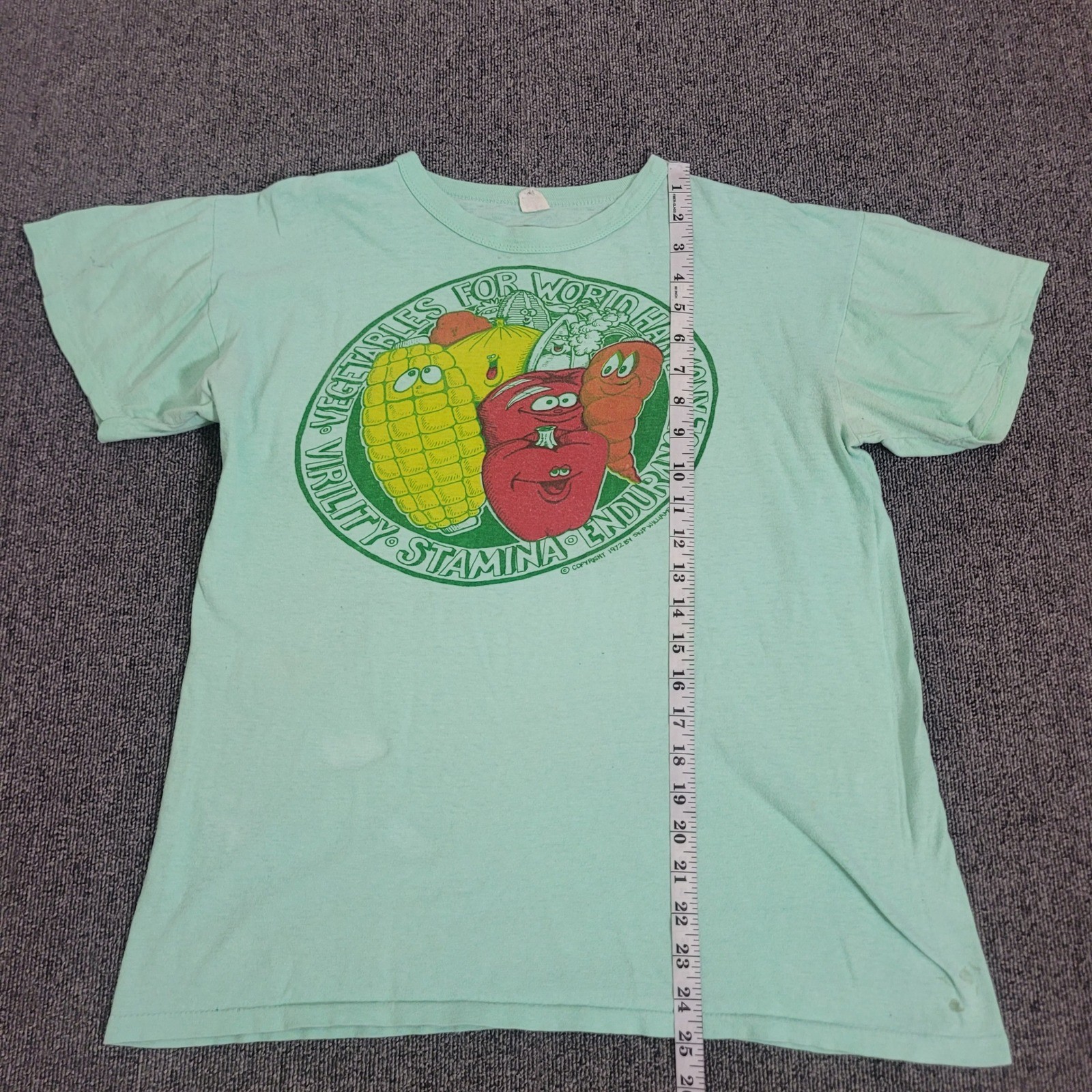 Vintage L Skip Williamson Vegetables World Harmony T-Shirt Mens Green 1972 70s