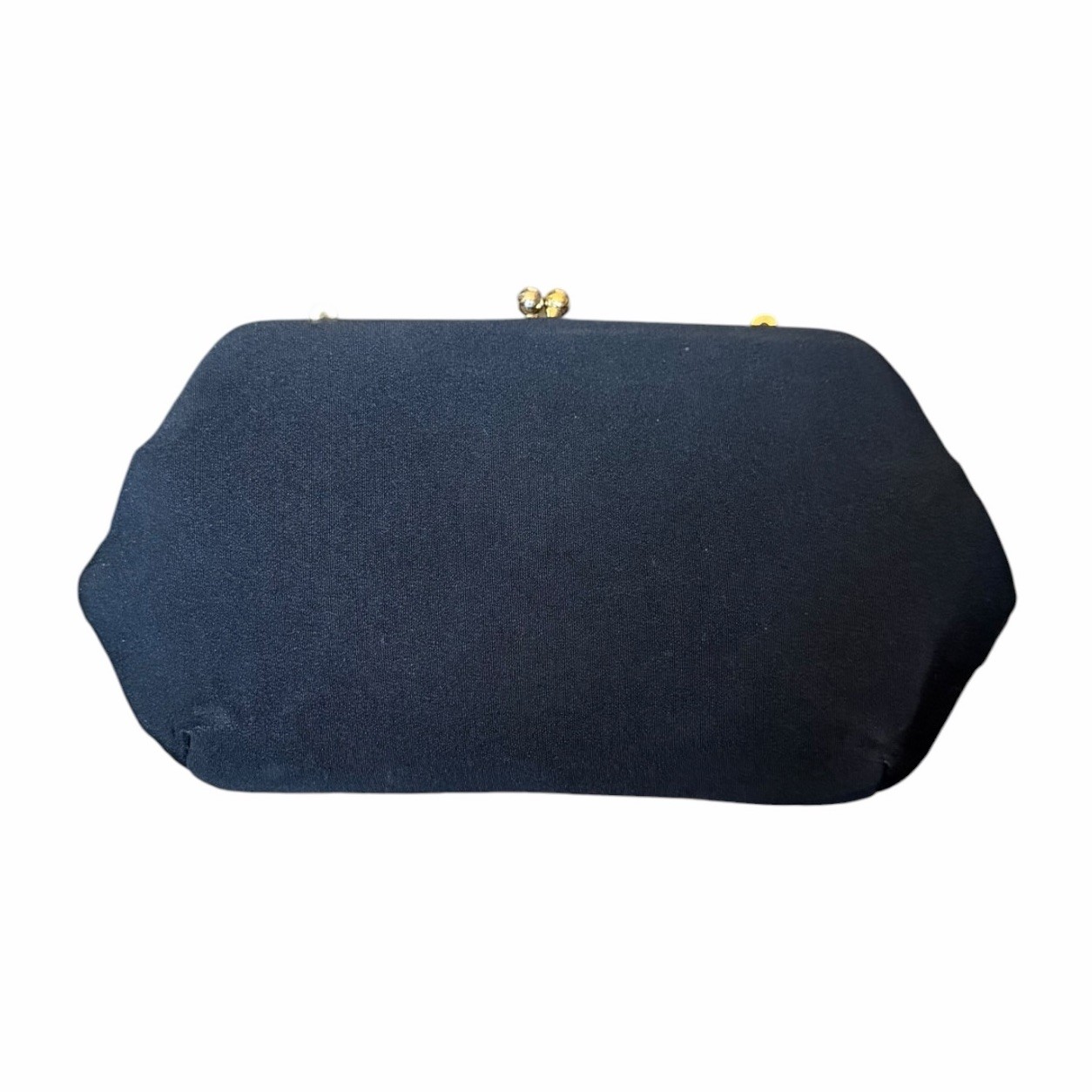 Vintage HL USA Black Satin Evening Clutch Kiss Lock Formal Cocktail Purse