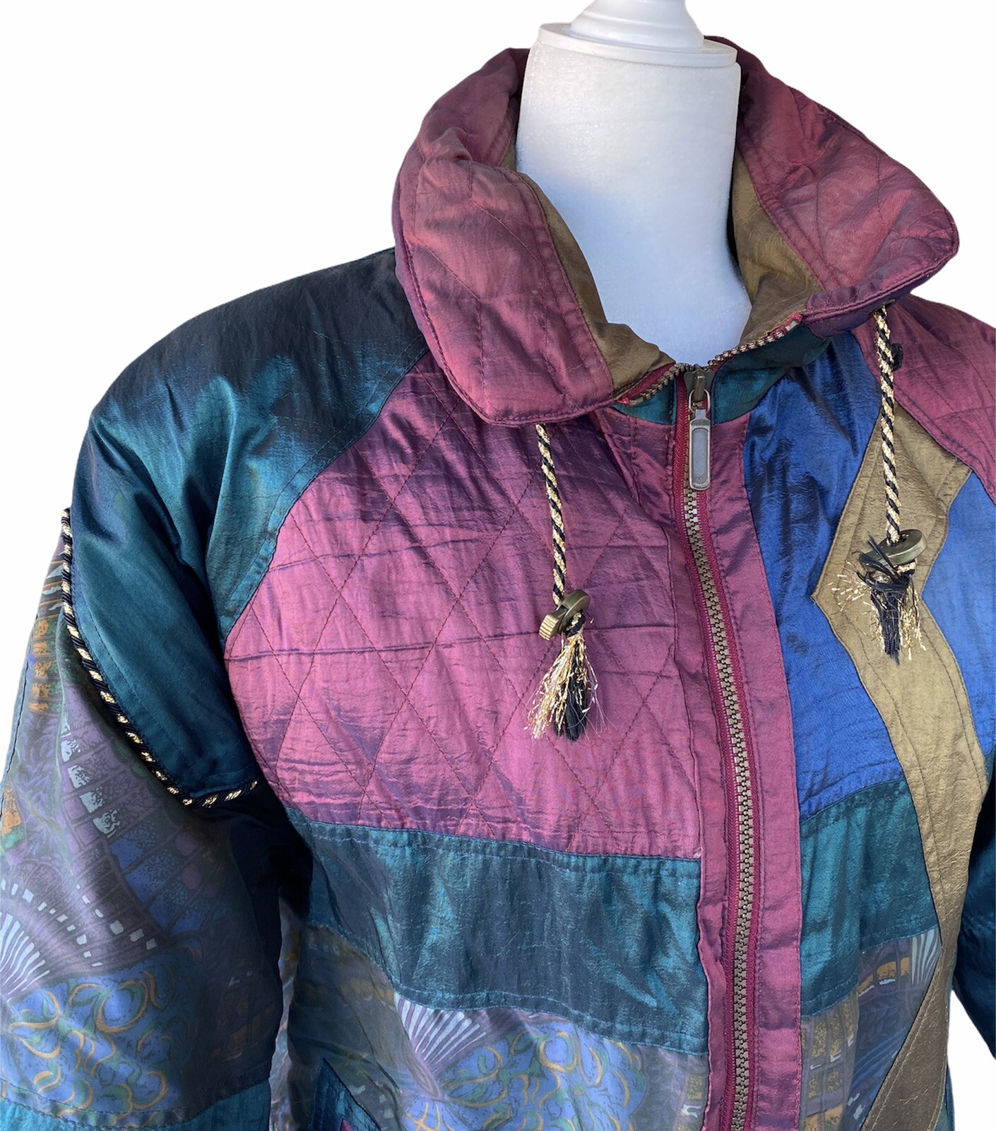 Vtg Women’s Metallic Patchwork Jacket Coat Size Medium 80s 90s Iconic OG
