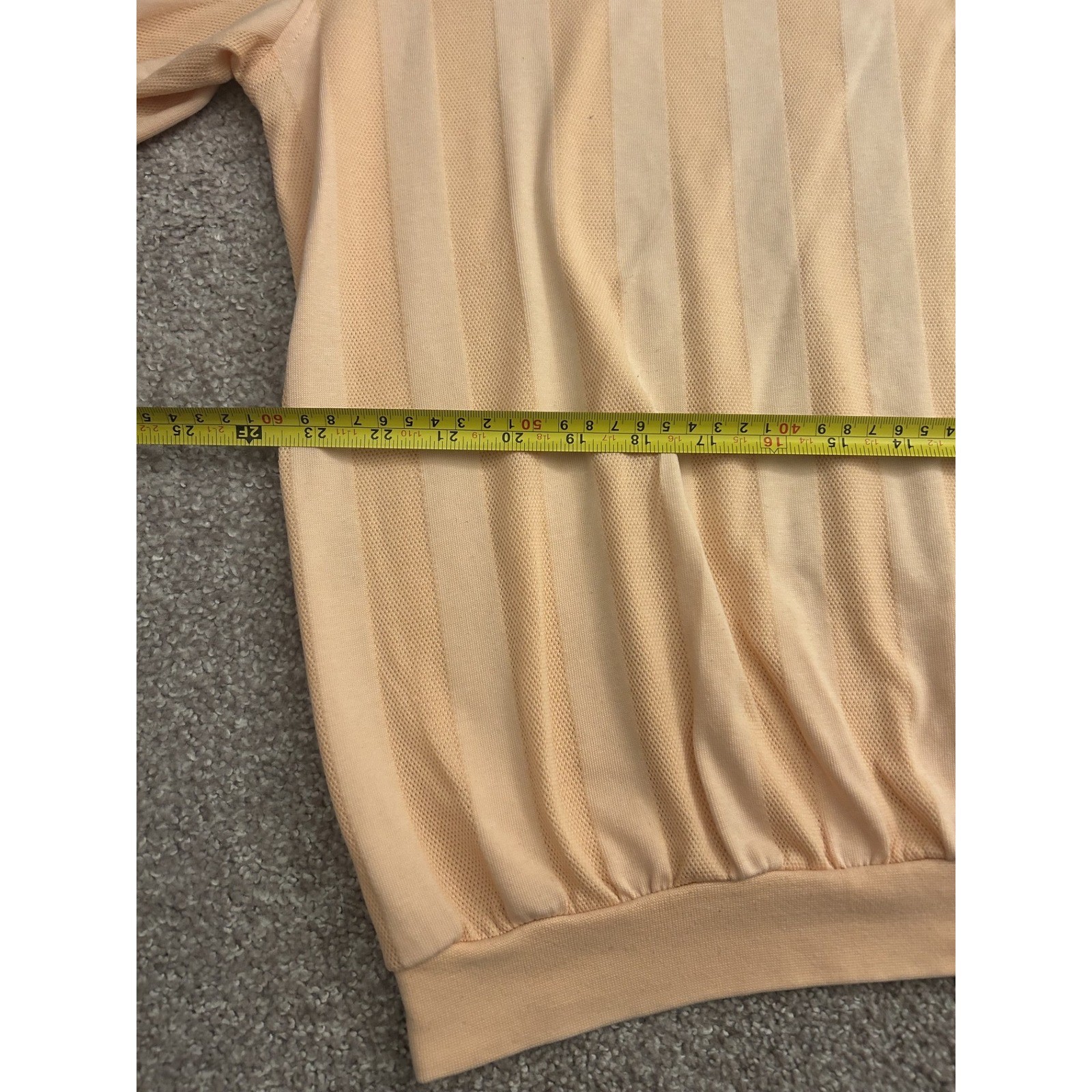 Tropi-Cool Polo Shirt Mens XLG-TL Peach Excellent Vintage Striped Textured Knit