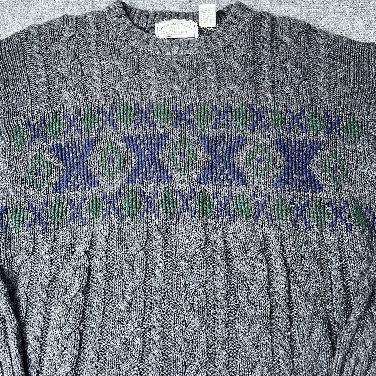 Vtg 1990s American Eagle Outfitters Chunky Cable Knit Fishermens Sweater Mens Xl