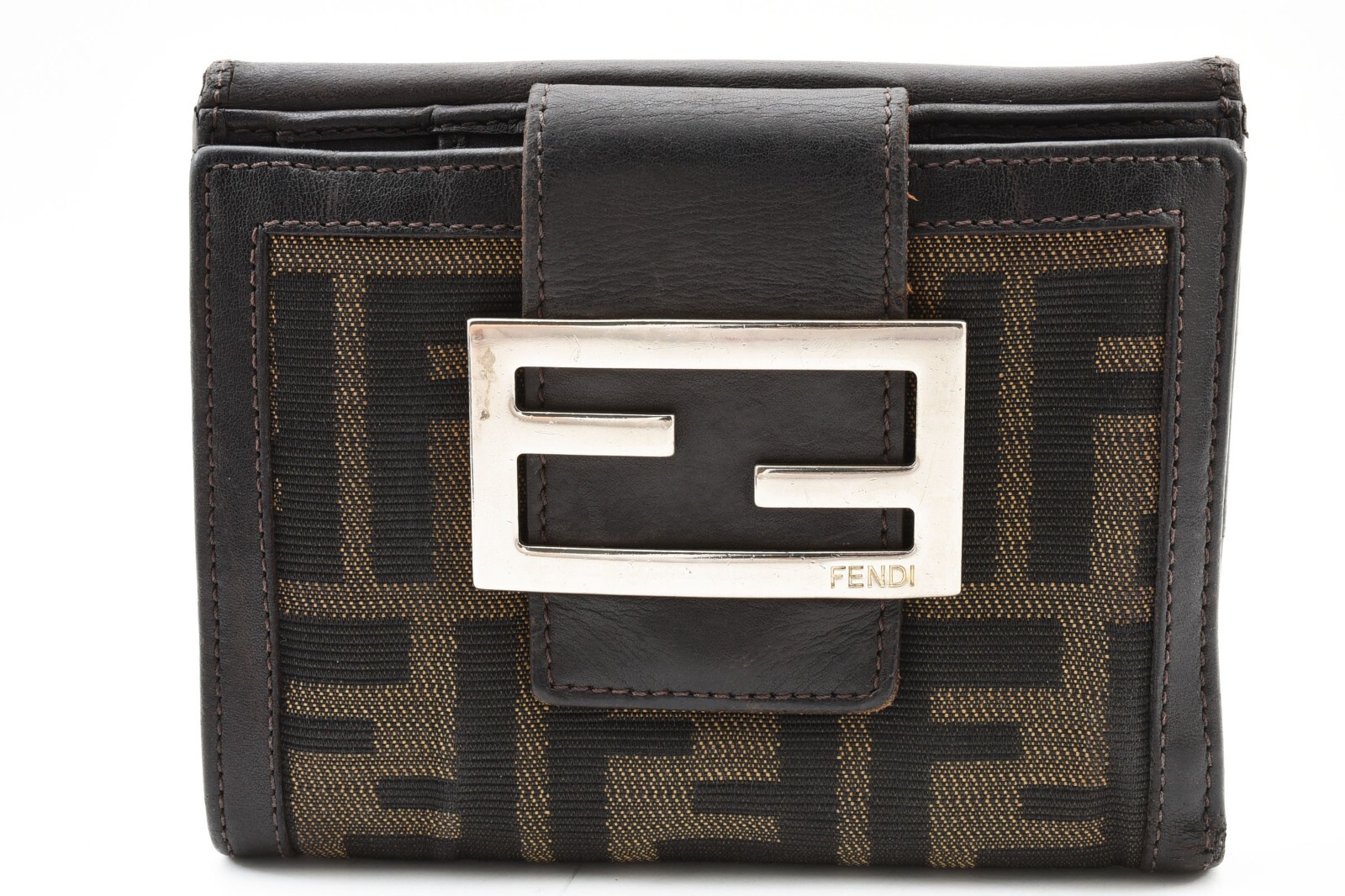 FENDI Bifold Wallet Zucca Zuccino Brown Canvas Authentic [ Rank B ] Japan #H211