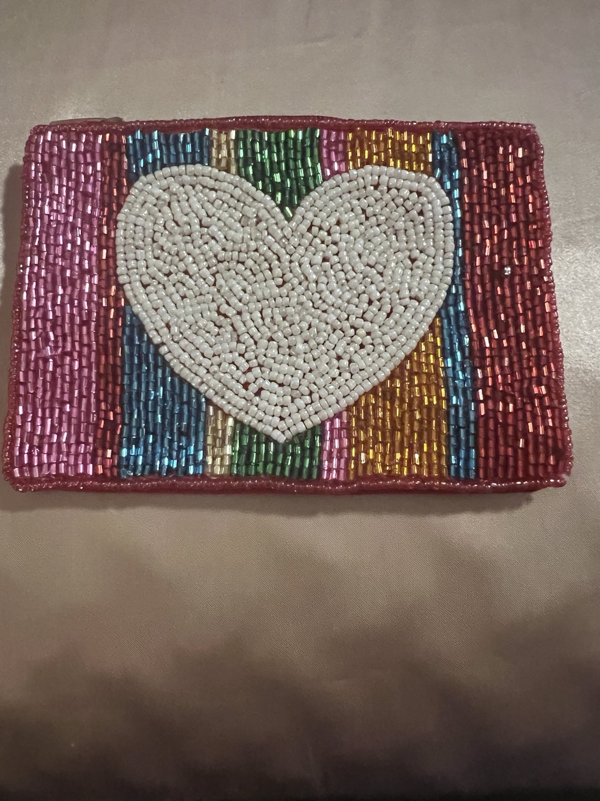 Multicolor Heart Beaded Coin Pouch Made In India Handmade