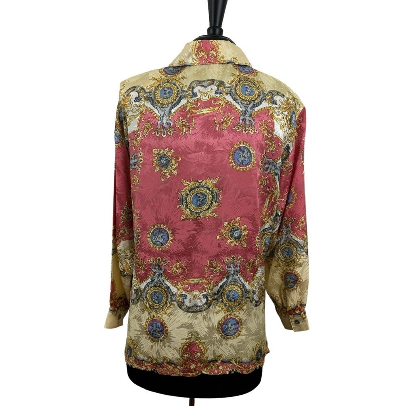 Vintage German Button Down Blouse Versailles Royal Elegant 100% Silk & Acetate