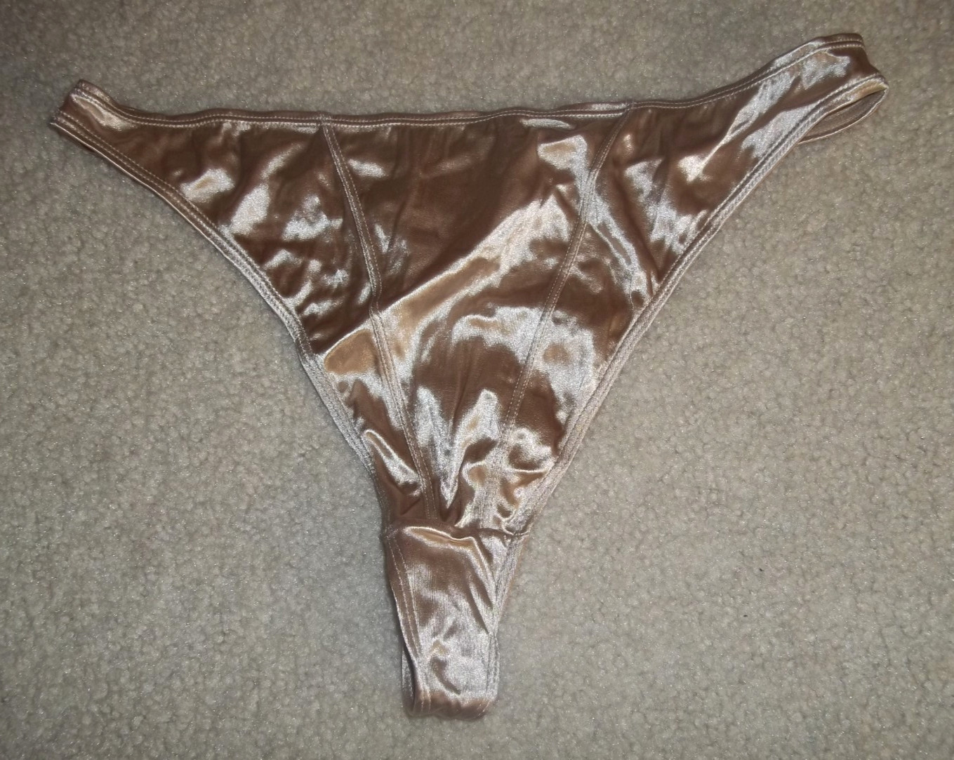 Gilligan O’Malley Shimmereen Liquid Satin Caress Shiny Second Skin Thong XL Bge