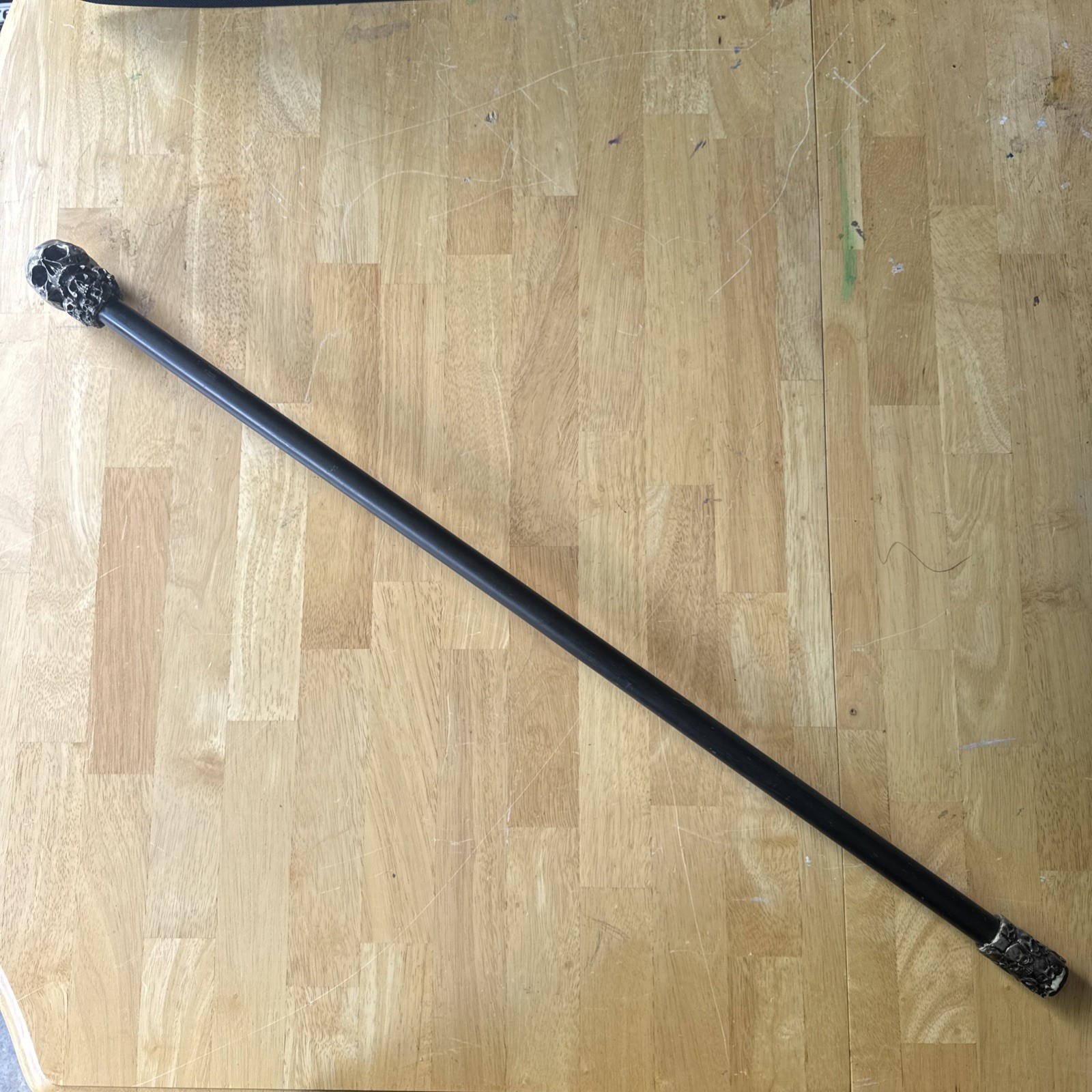 Gothic Skull Cane Metal Walking Stick Halloween Cosplay Staff 35in