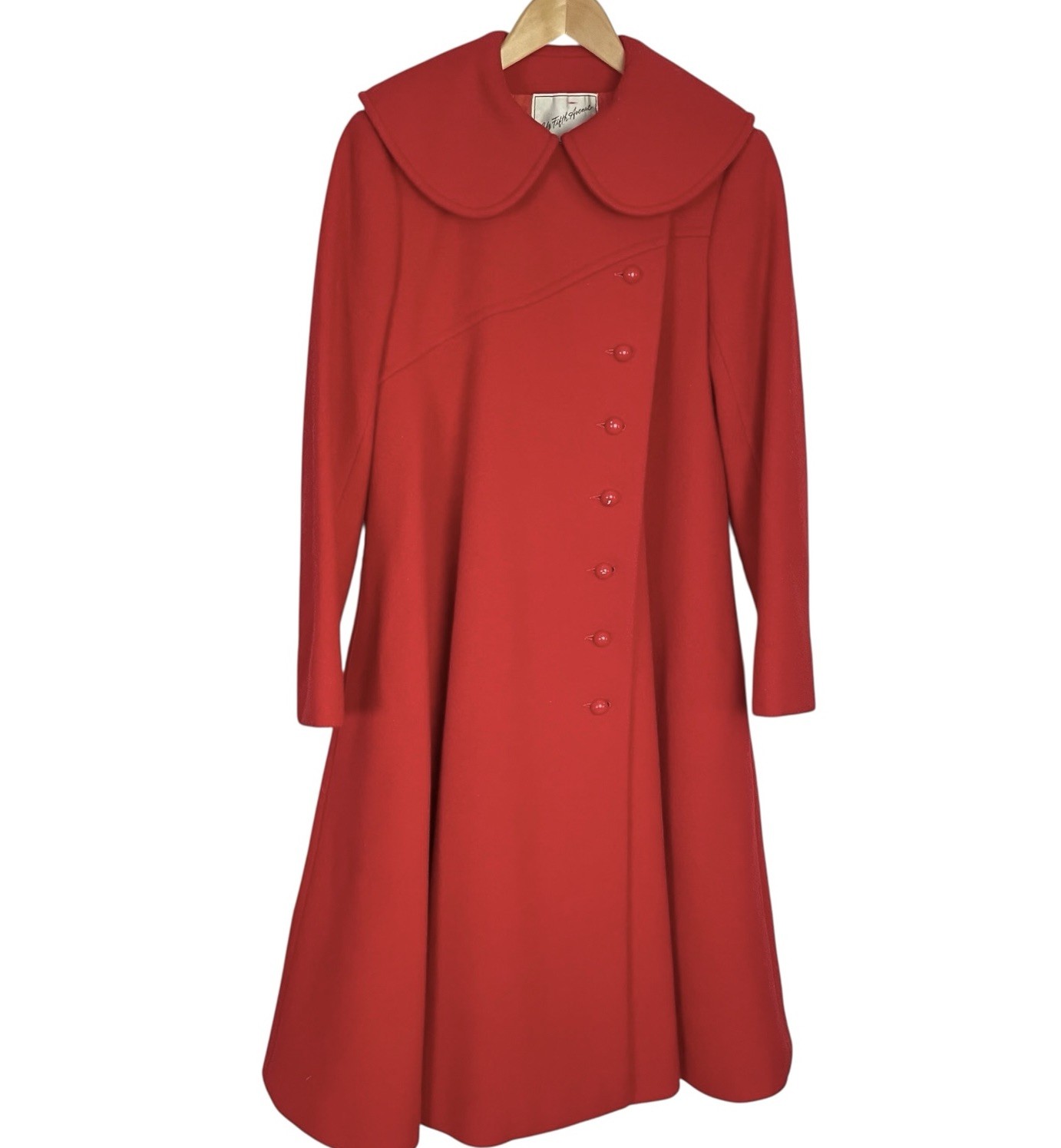 Vtg Christian Dior Saks Fifth Avenue Womens MCM Wool Coat Sz 10 Apple Red Long