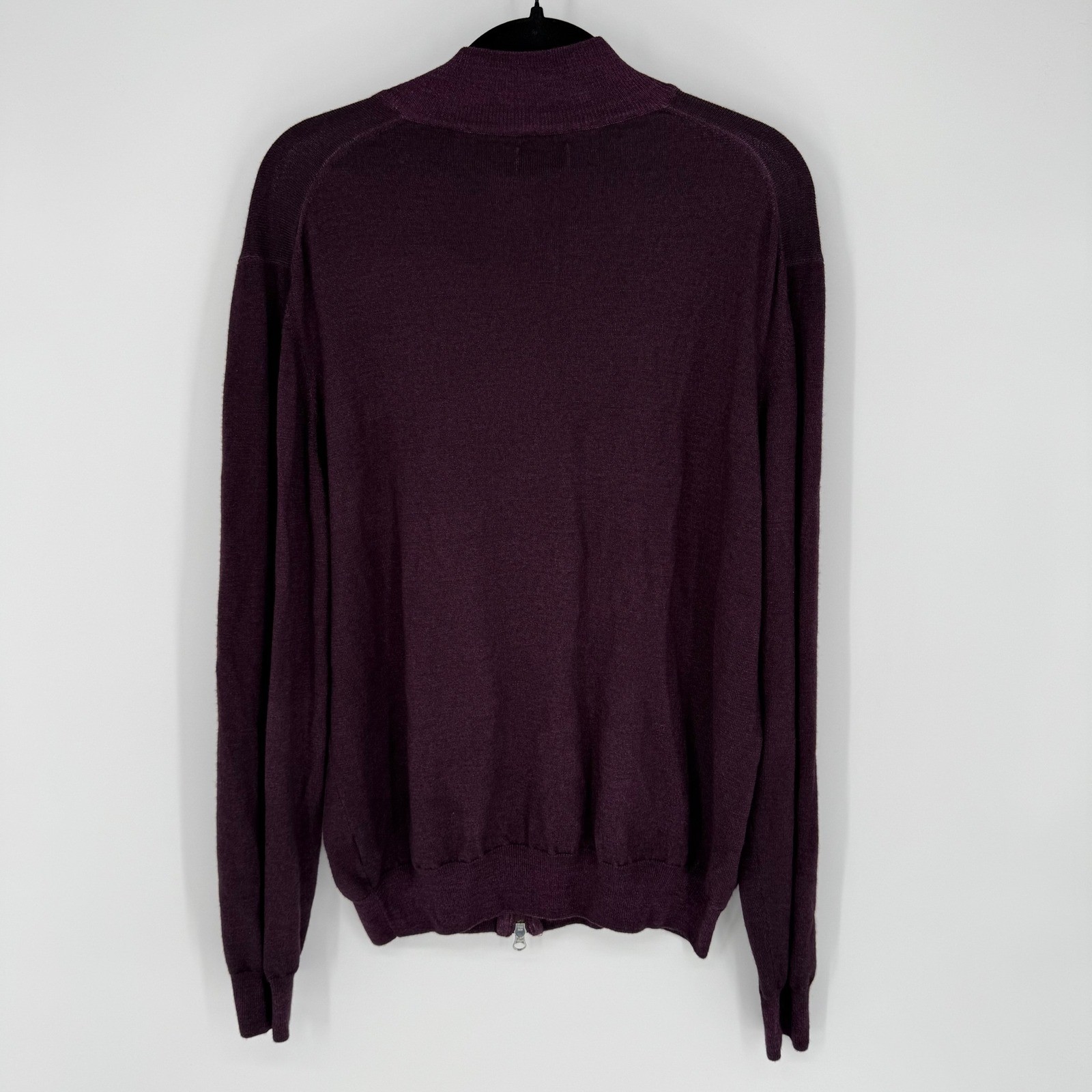 GRAN SASSO VINTAGE DEEP PLUM FULL ZIP CARDIGAN 56 100% VIRGIN WOOL SMART CASUAL